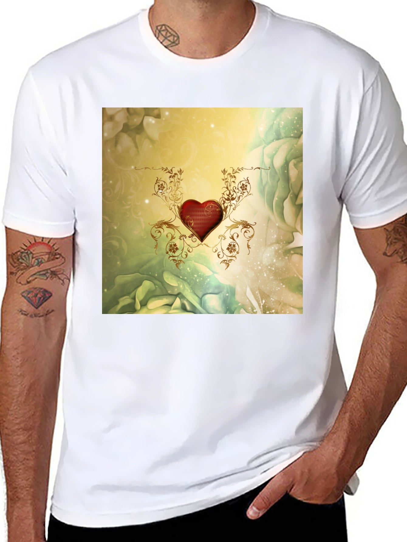Elegant Heart Floral T-Shirt