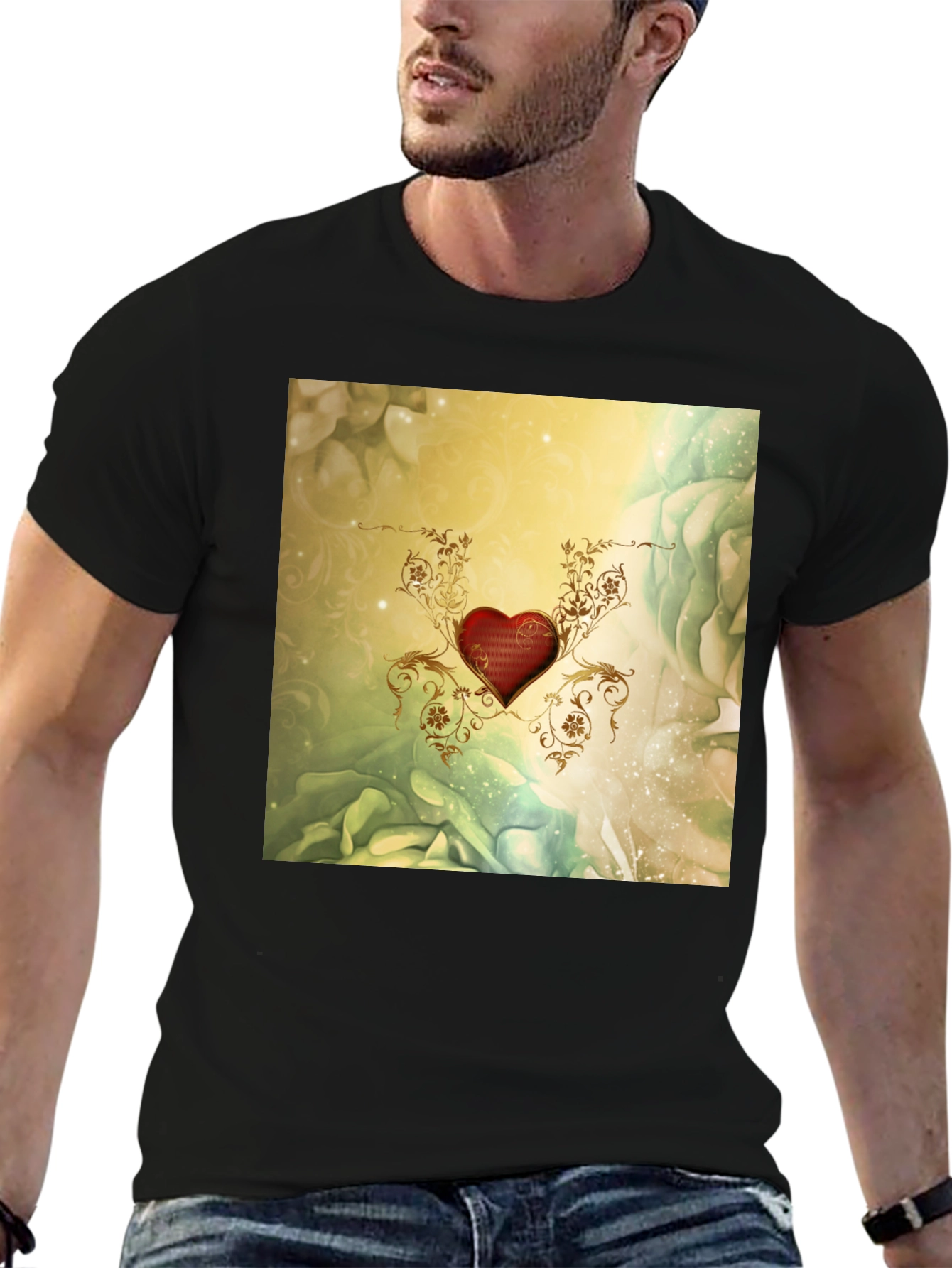 Elegant Heart Floral T-Shirt