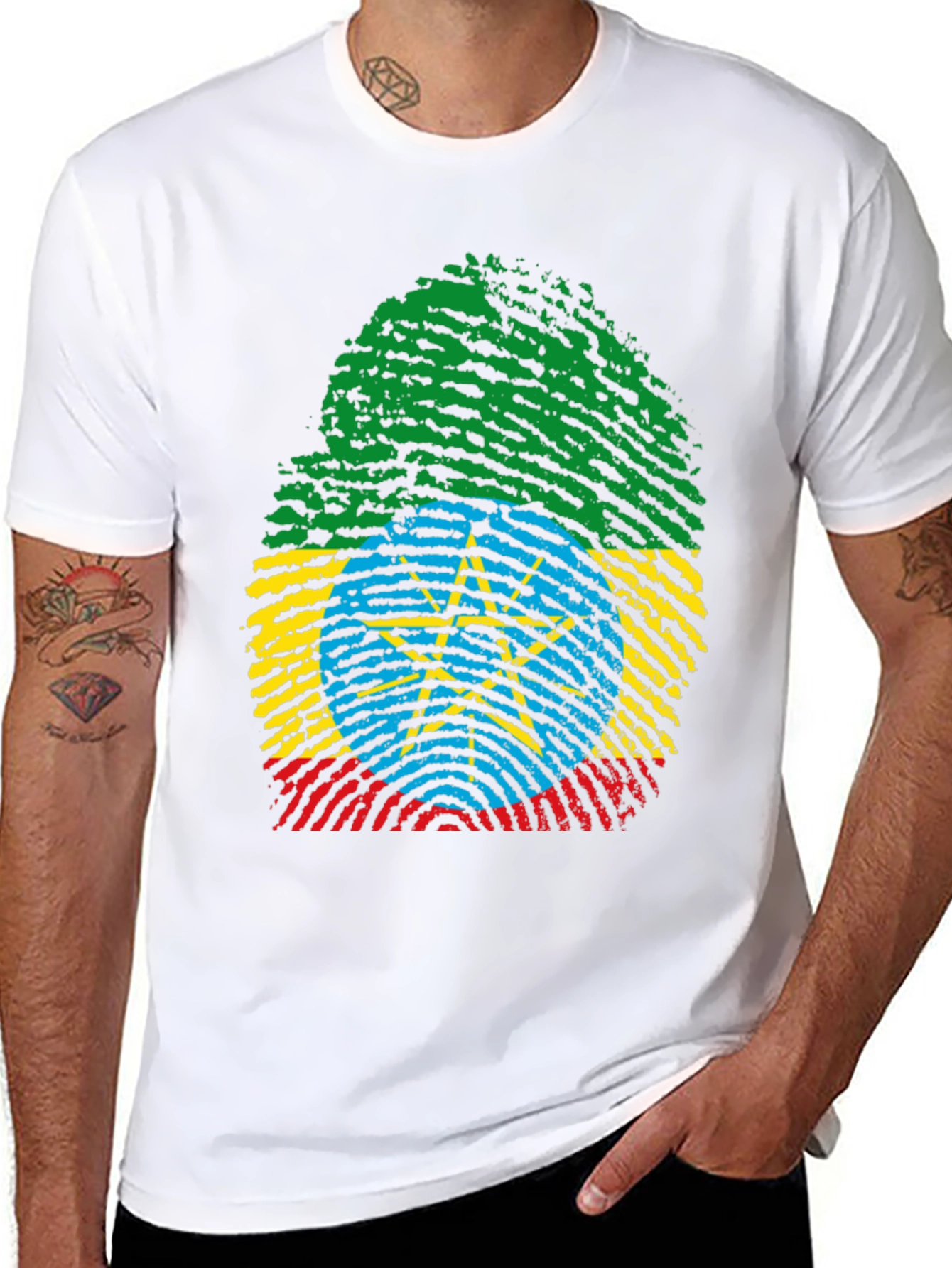Ethiopia Flag Fingerprint T-Shirt