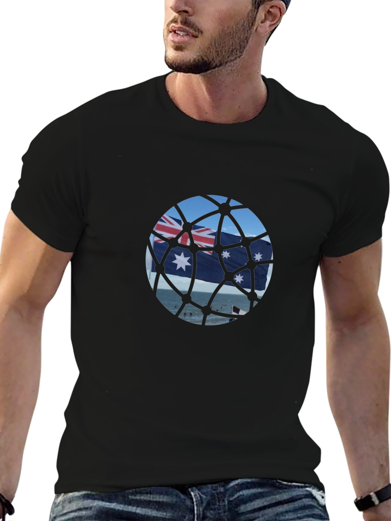 Aussie Flag T-Shirt - Black Cotton Tee