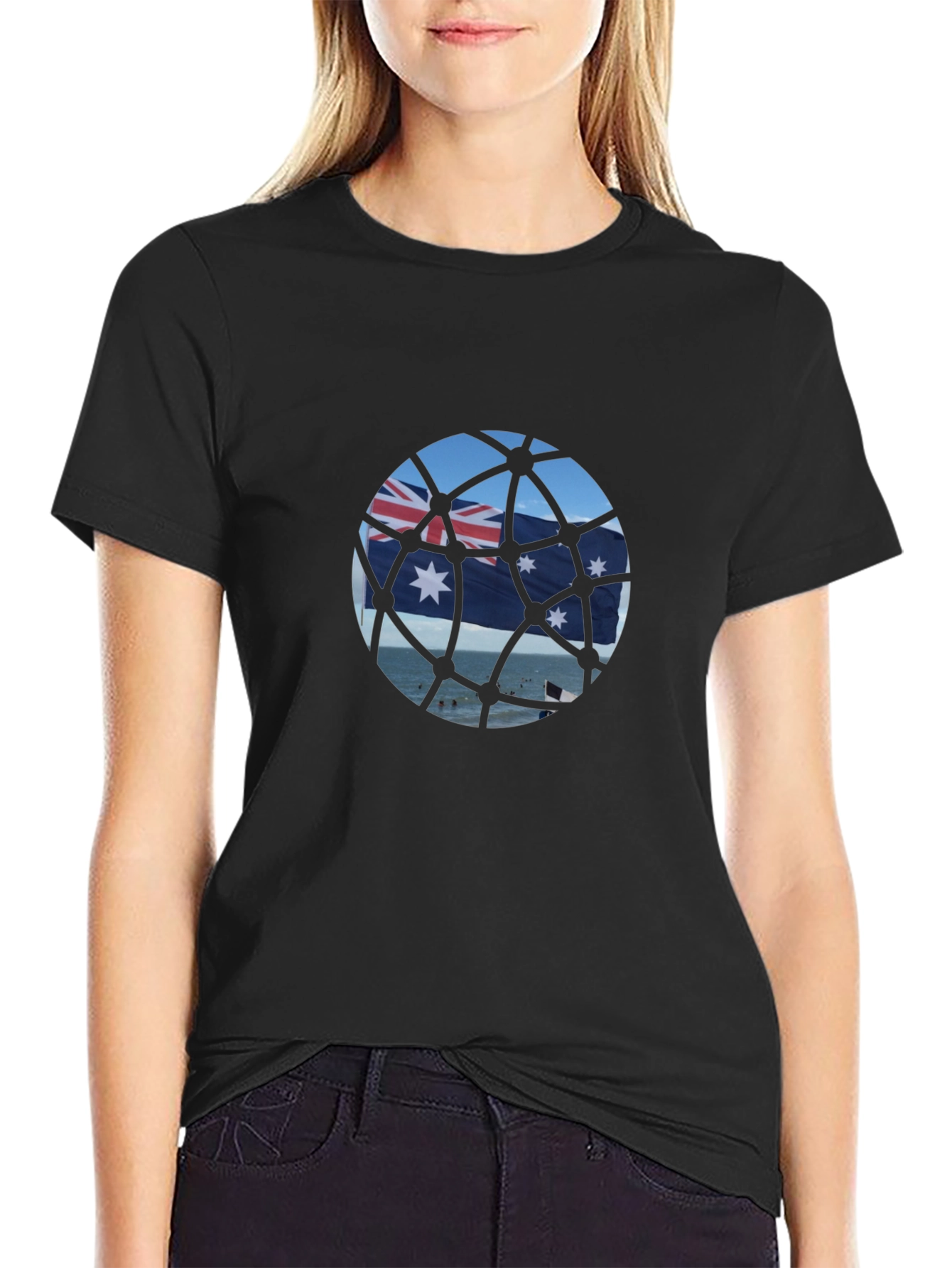 Aussie Flag T-Shirt - Black Cotton Tee