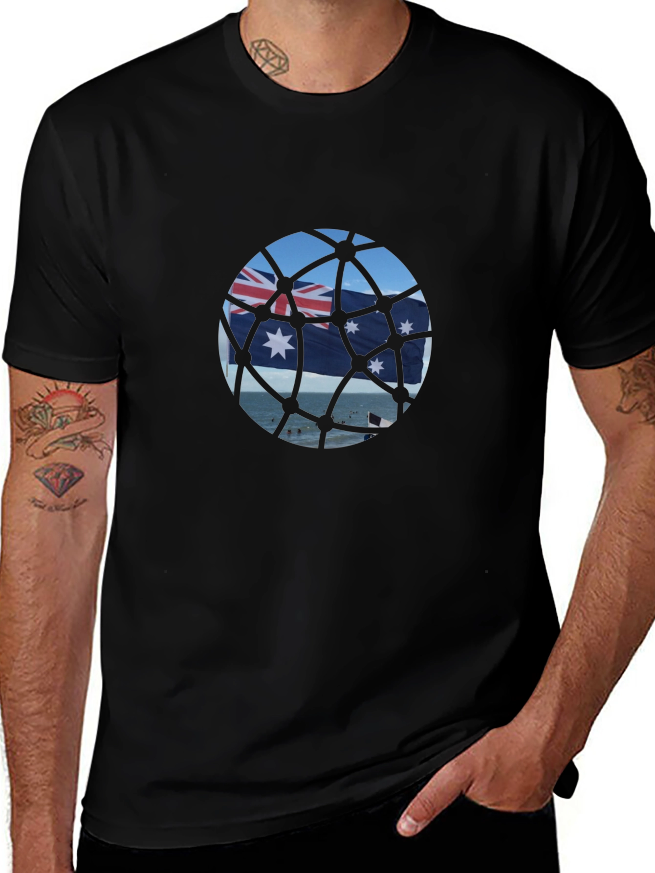 Aussie Flag T-Shirt - Black Cotton Tee