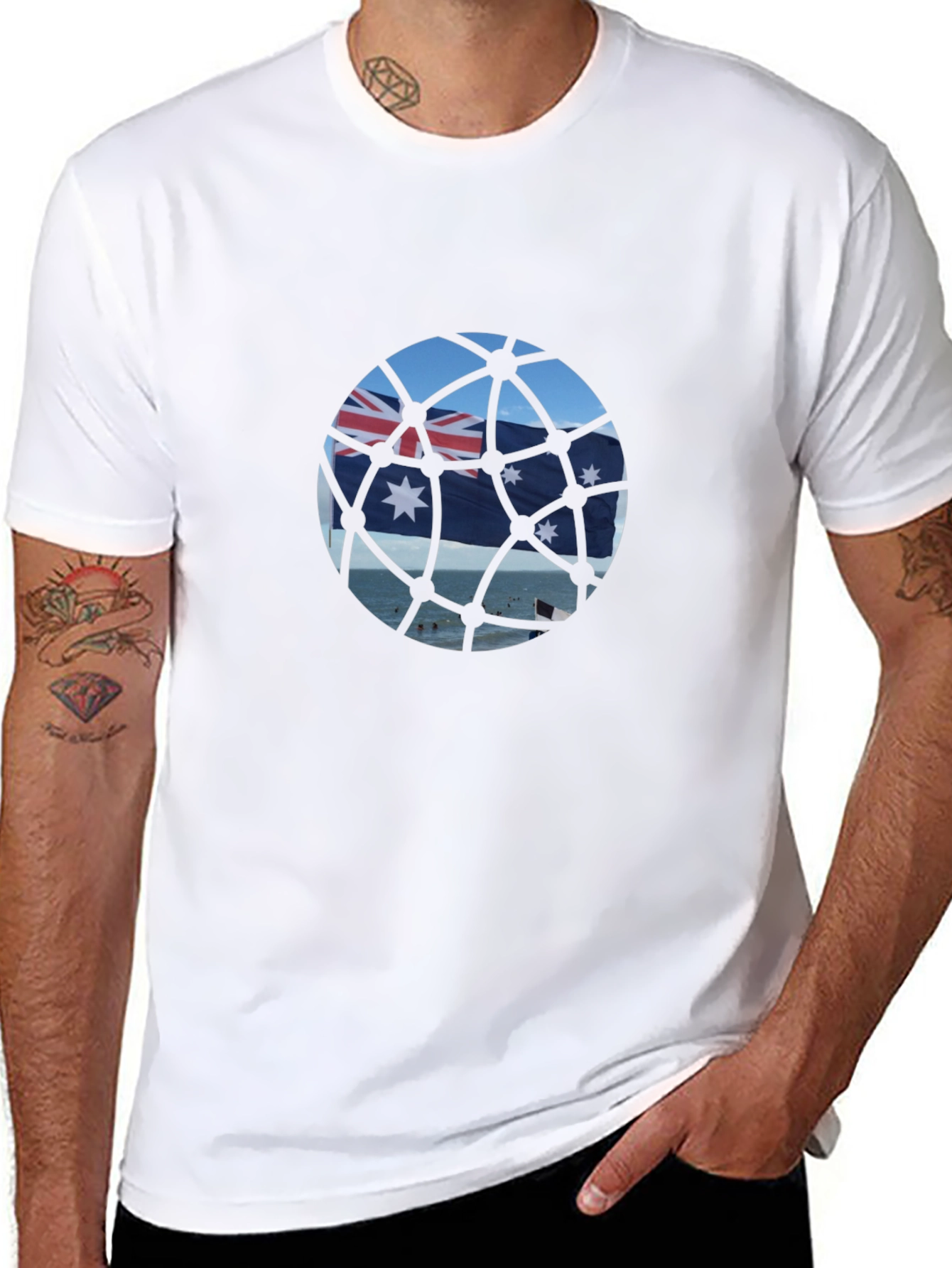 Aussie Flag T-Shirt - Black Cotton Tee