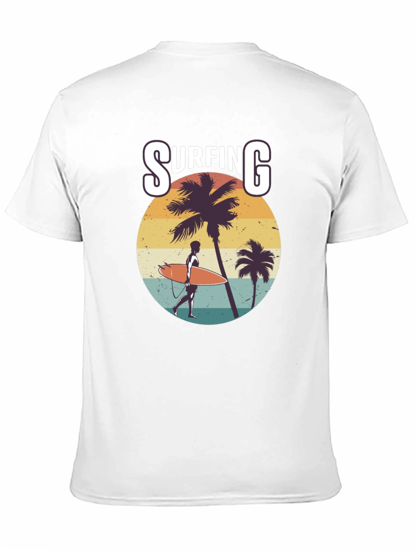 Surfing Graphic Print Black T-Shirt