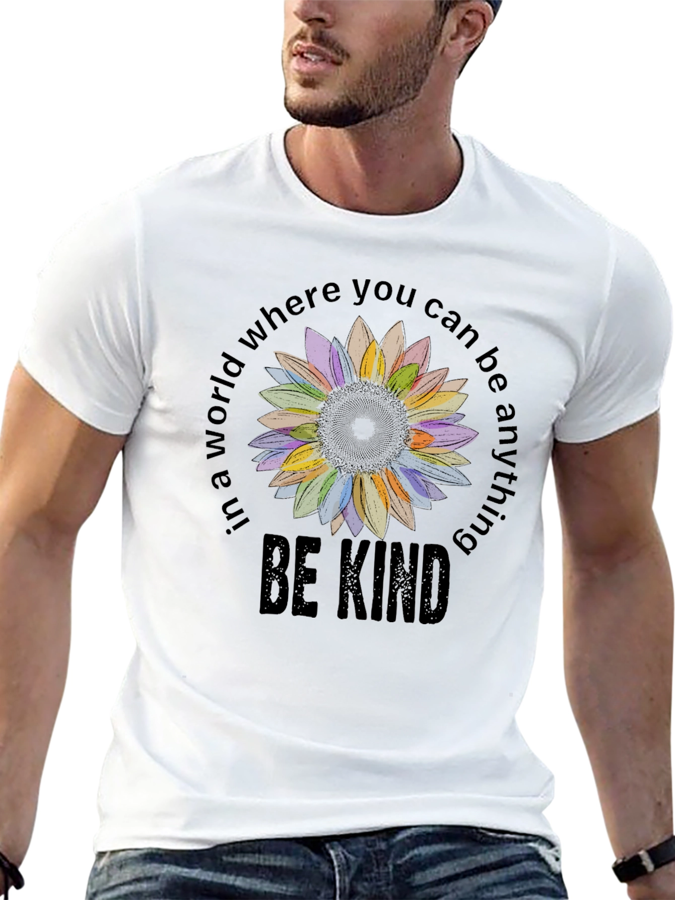 Be Kind Sunflower Graphic Tee - Black