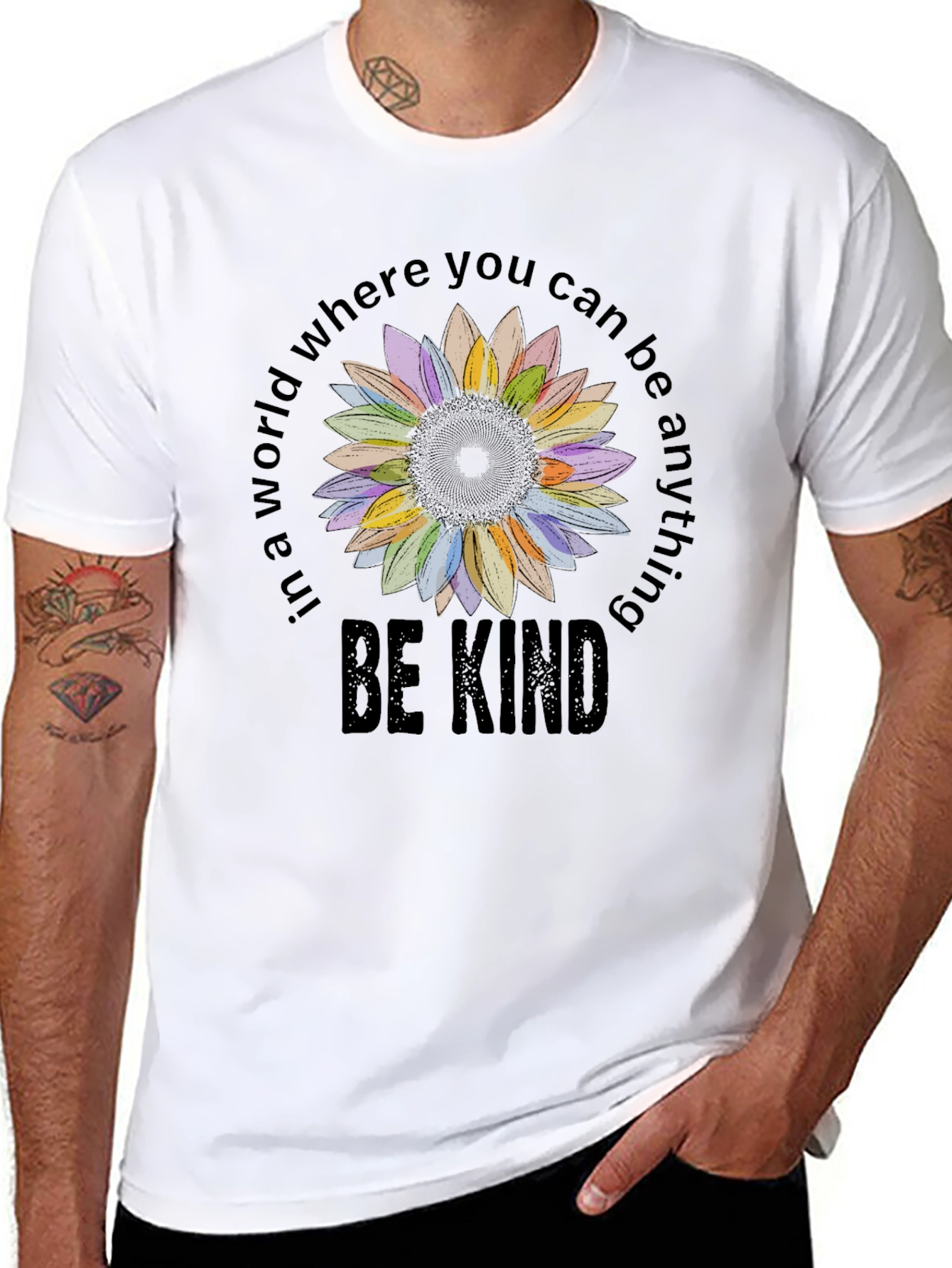 Be Kind Sunflower Graphic Tee - Black