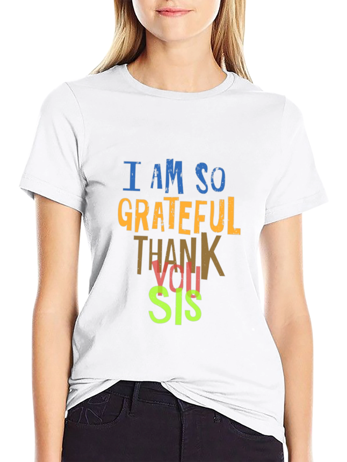 Grateful Thank You Sis T-Shirt - Mens Black Tee