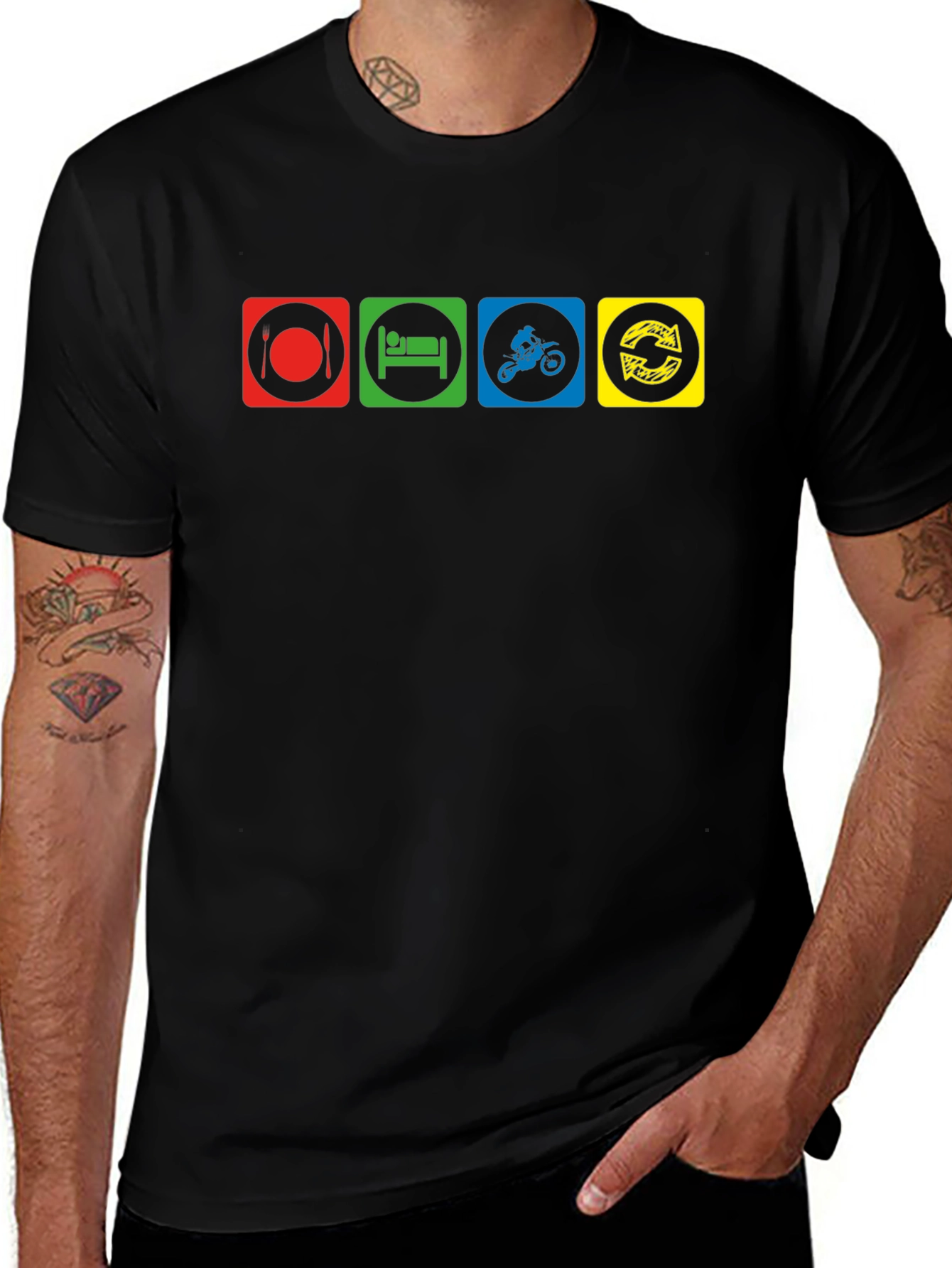 Eat Sleep Ride Repeat Black Graphic Tee