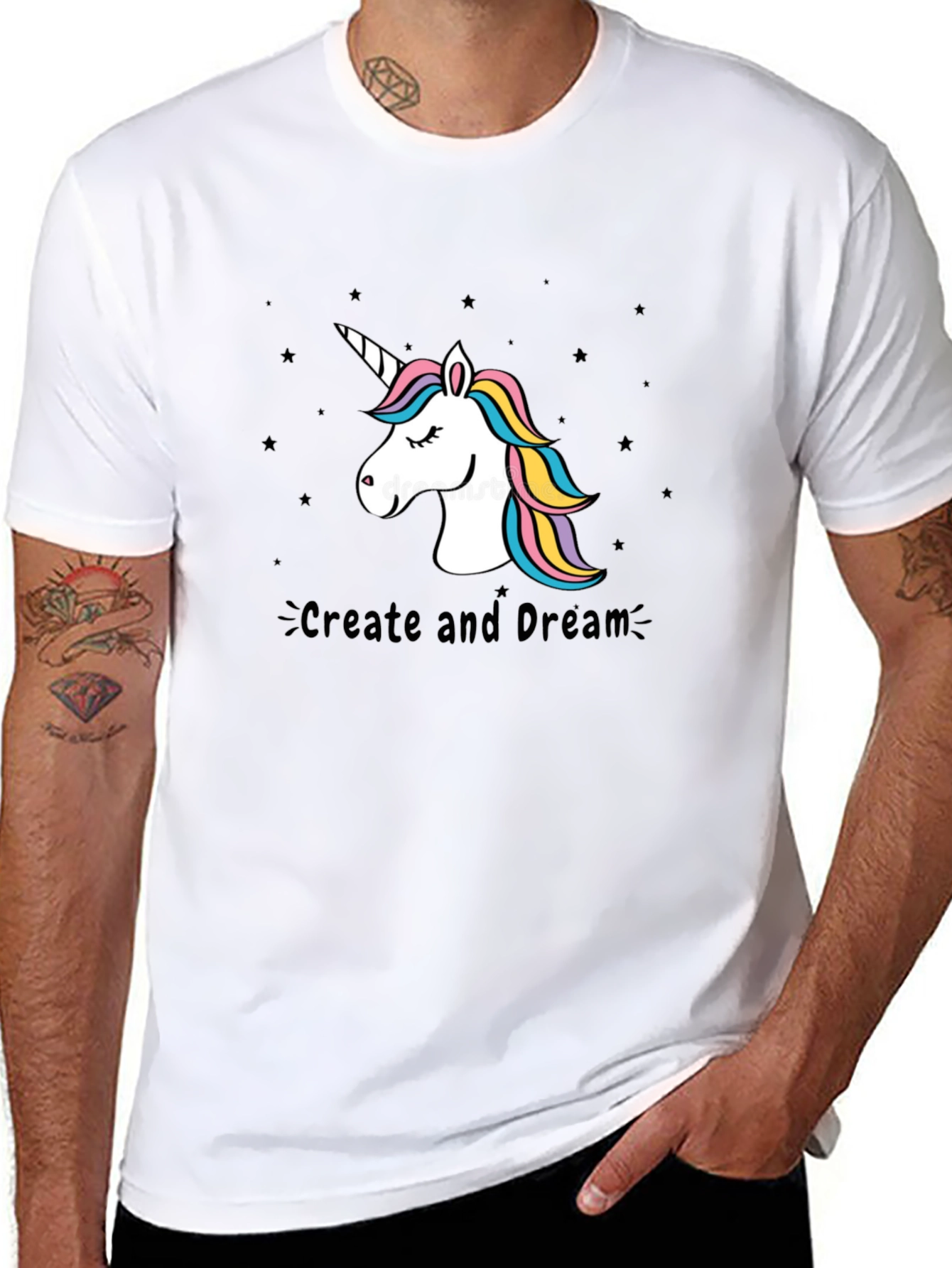 Unicorn Create and Dream Black T-Shirt