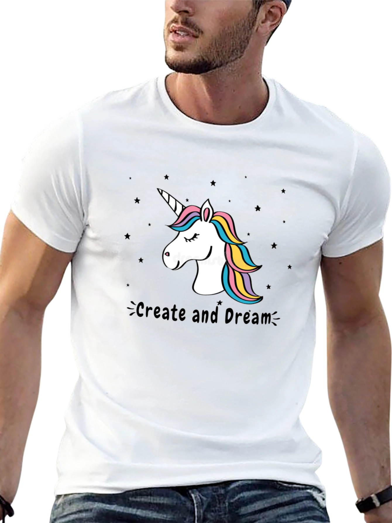Unicorn Create and Dream Black T-Shirt
