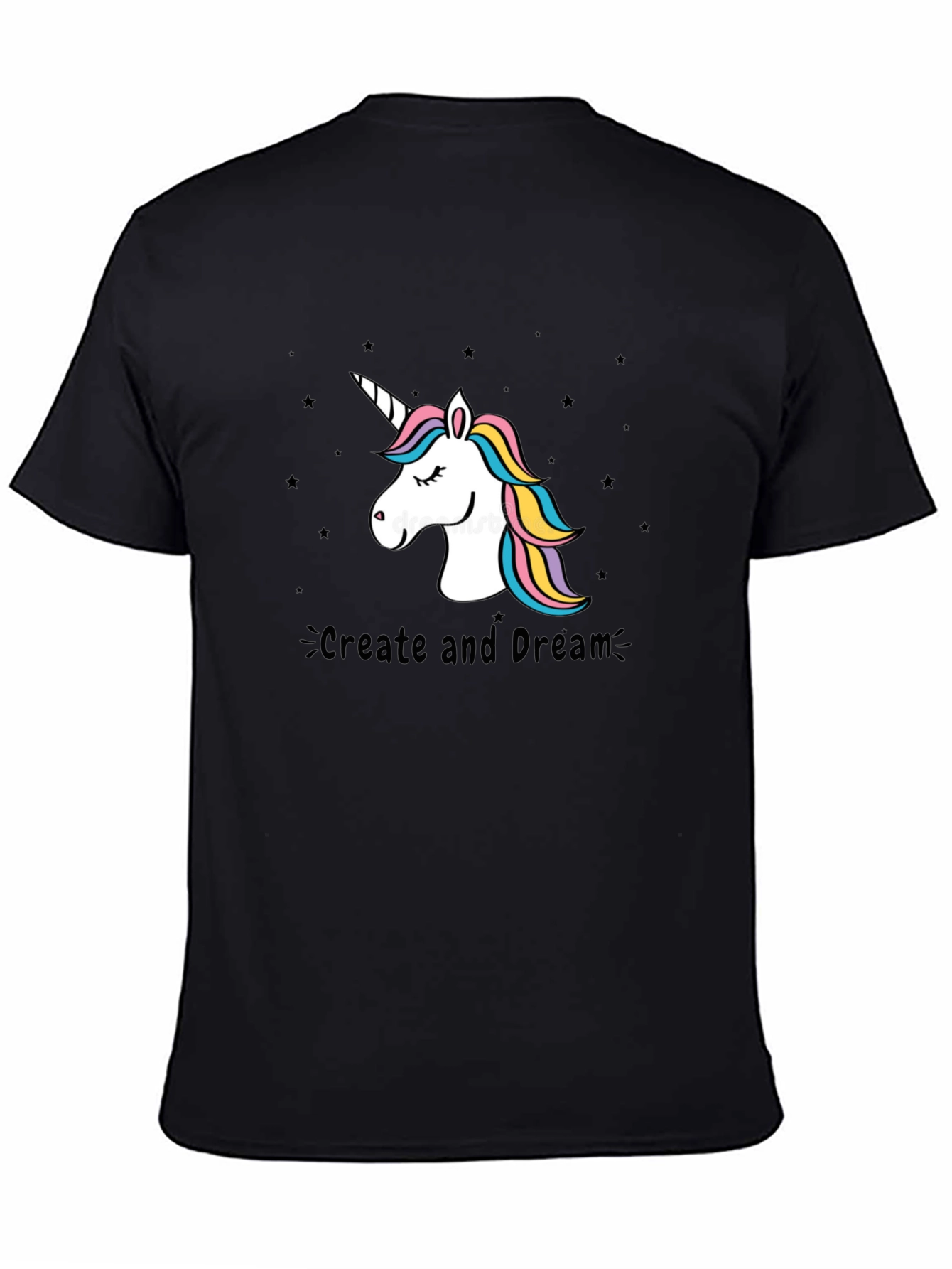 Unicorn Create and Dream Black T-Shirt