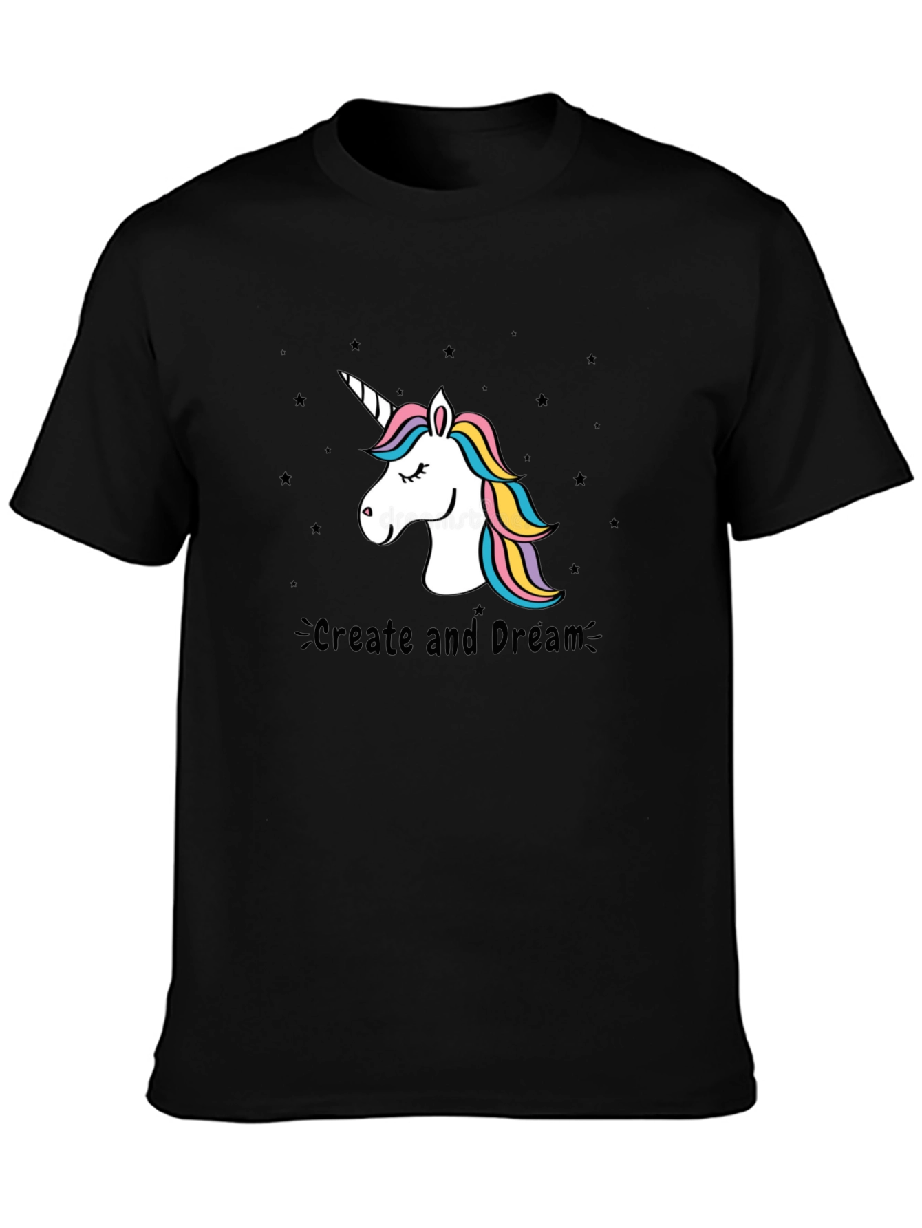 Unicorn Create and Dream Black T-Shirt