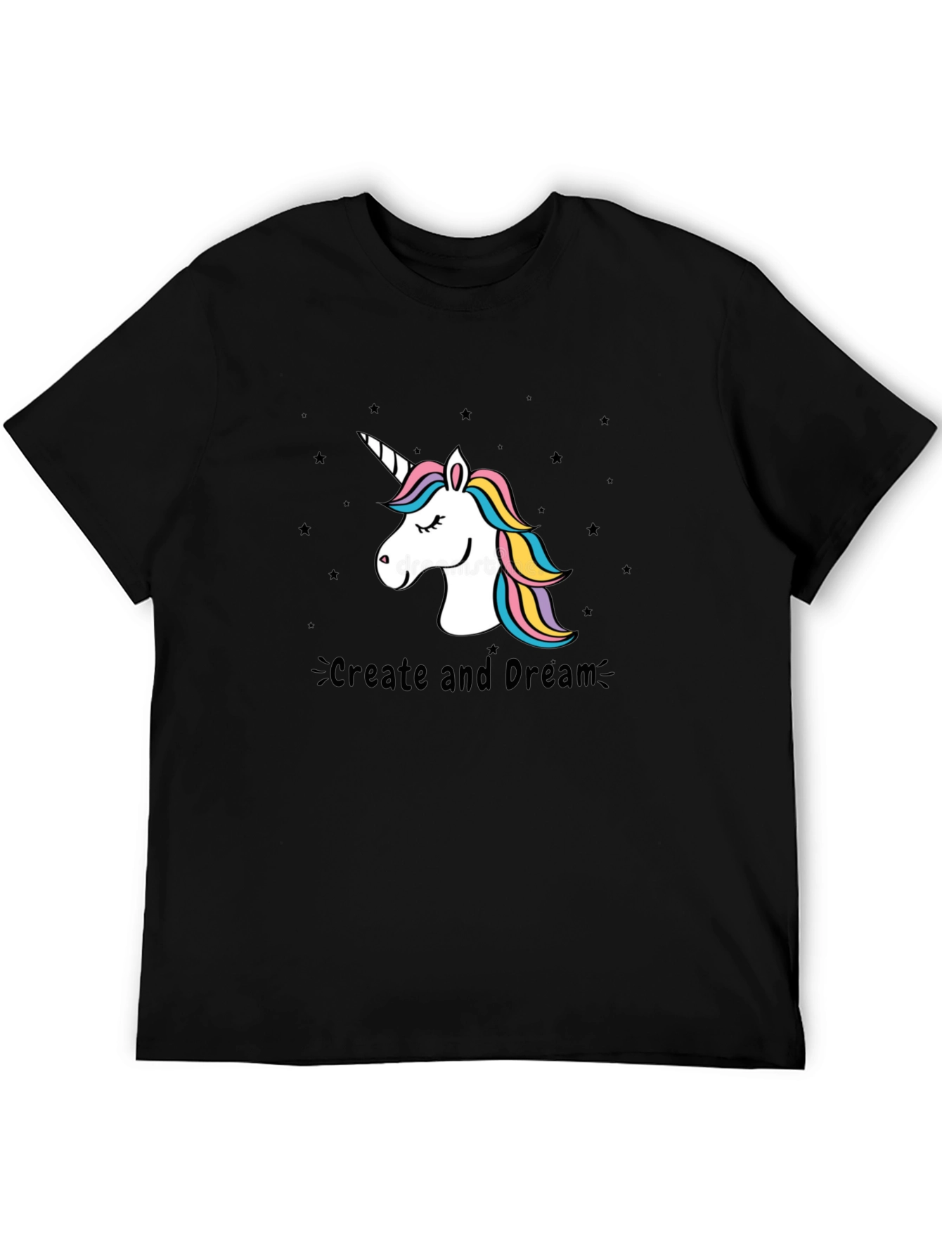 Unicorn Create and Dream Black T-Shirt