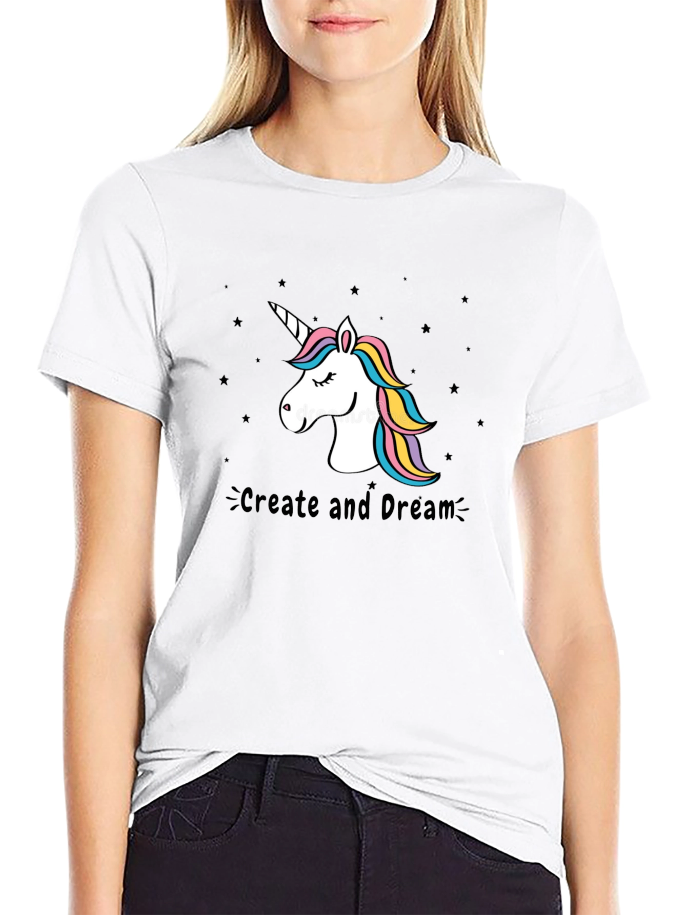Unicorn Create and Dream Black T-Shirt