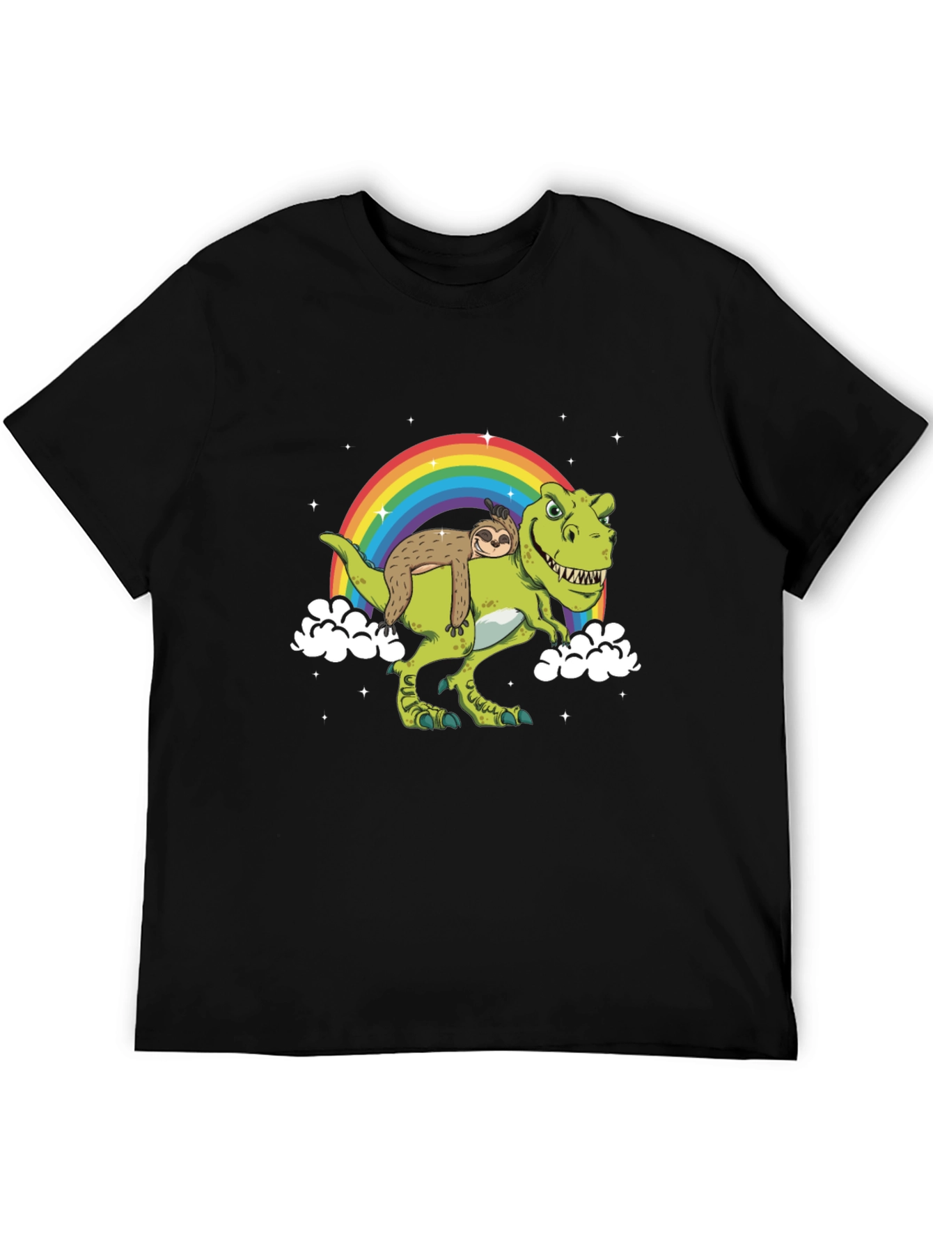 Sloth Riding Dinosaur Rainbow T-Shirt