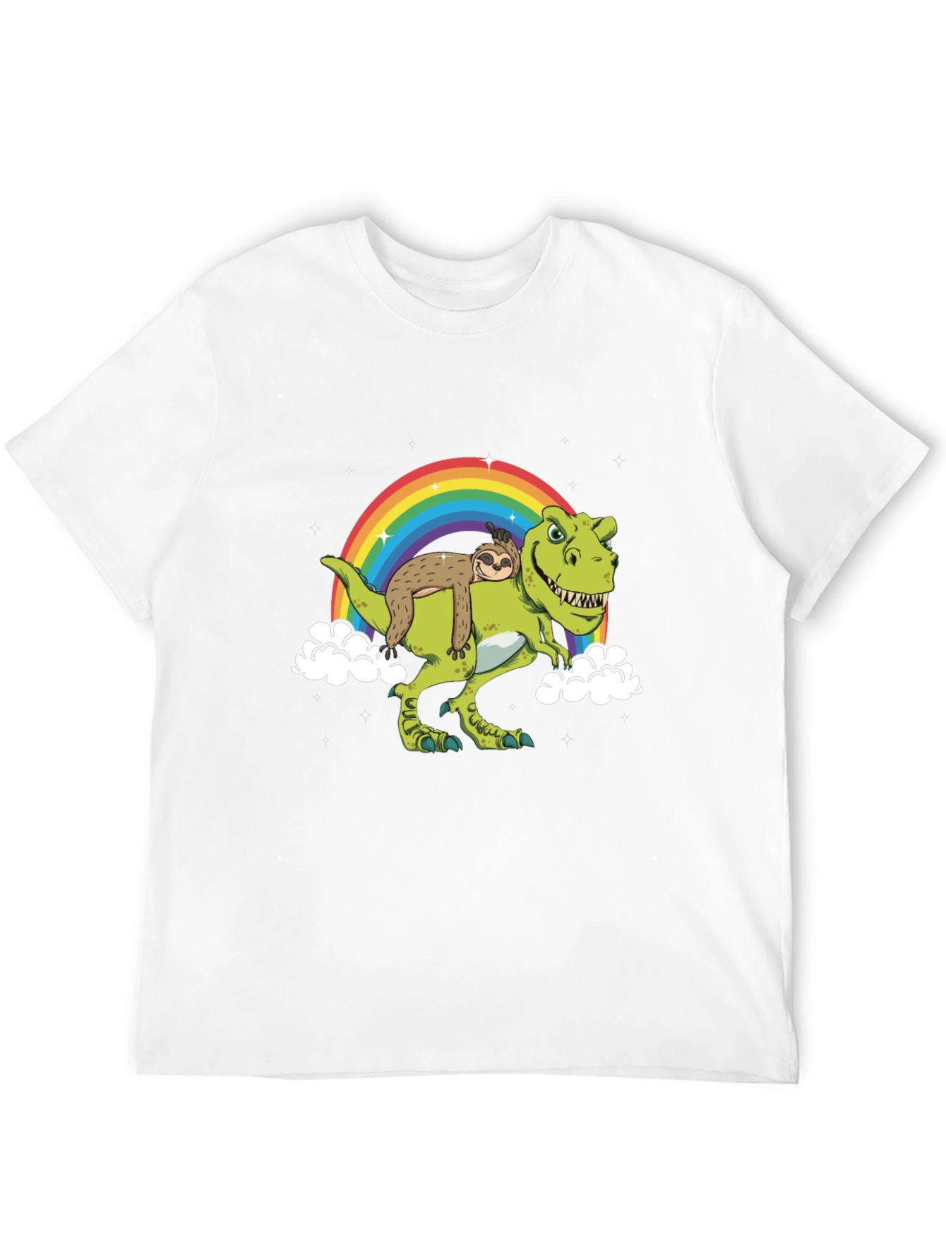 Sloth Riding Dinosaur Rainbow T-Shirt