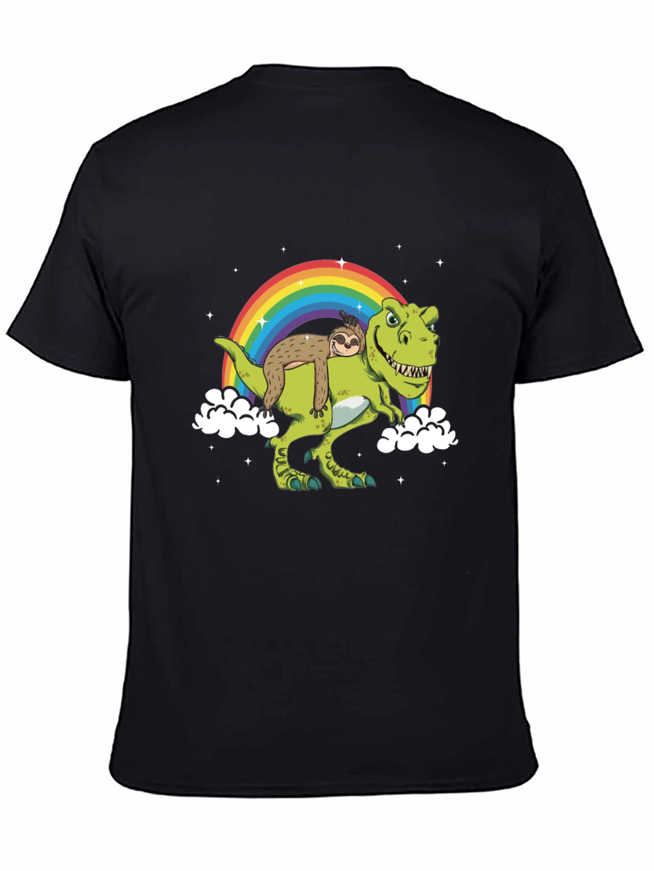 Sloth Riding Dinosaur Rainbow T-Shirt