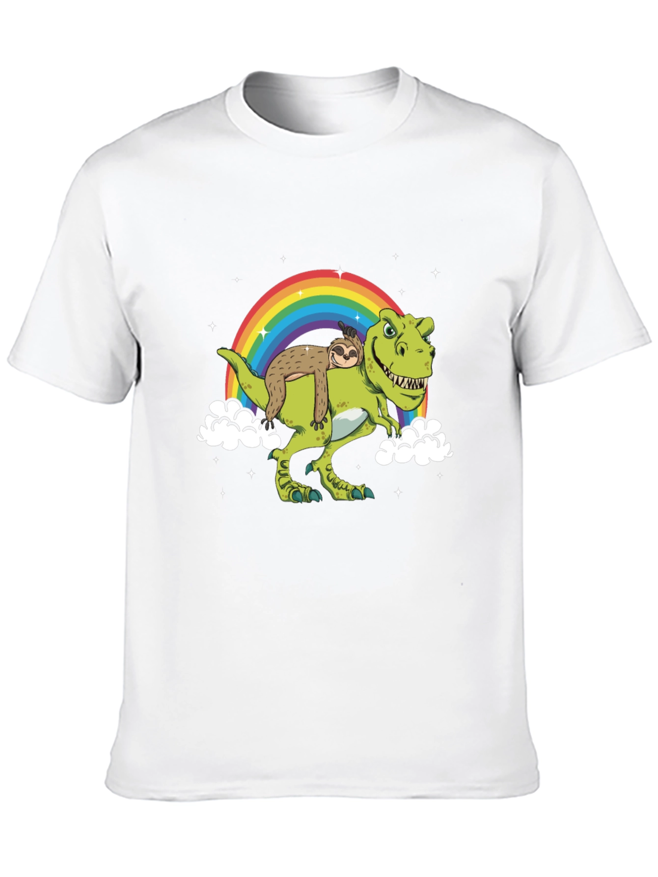 Sloth Riding Dinosaur Rainbow T-Shirt