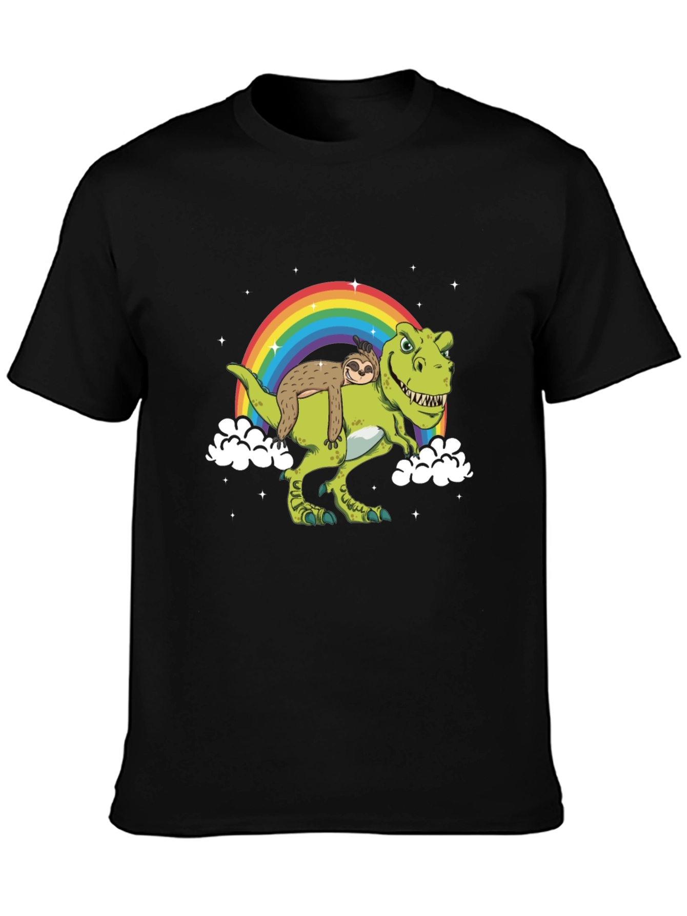 Sloth Riding Dinosaur Rainbow T-Shirt