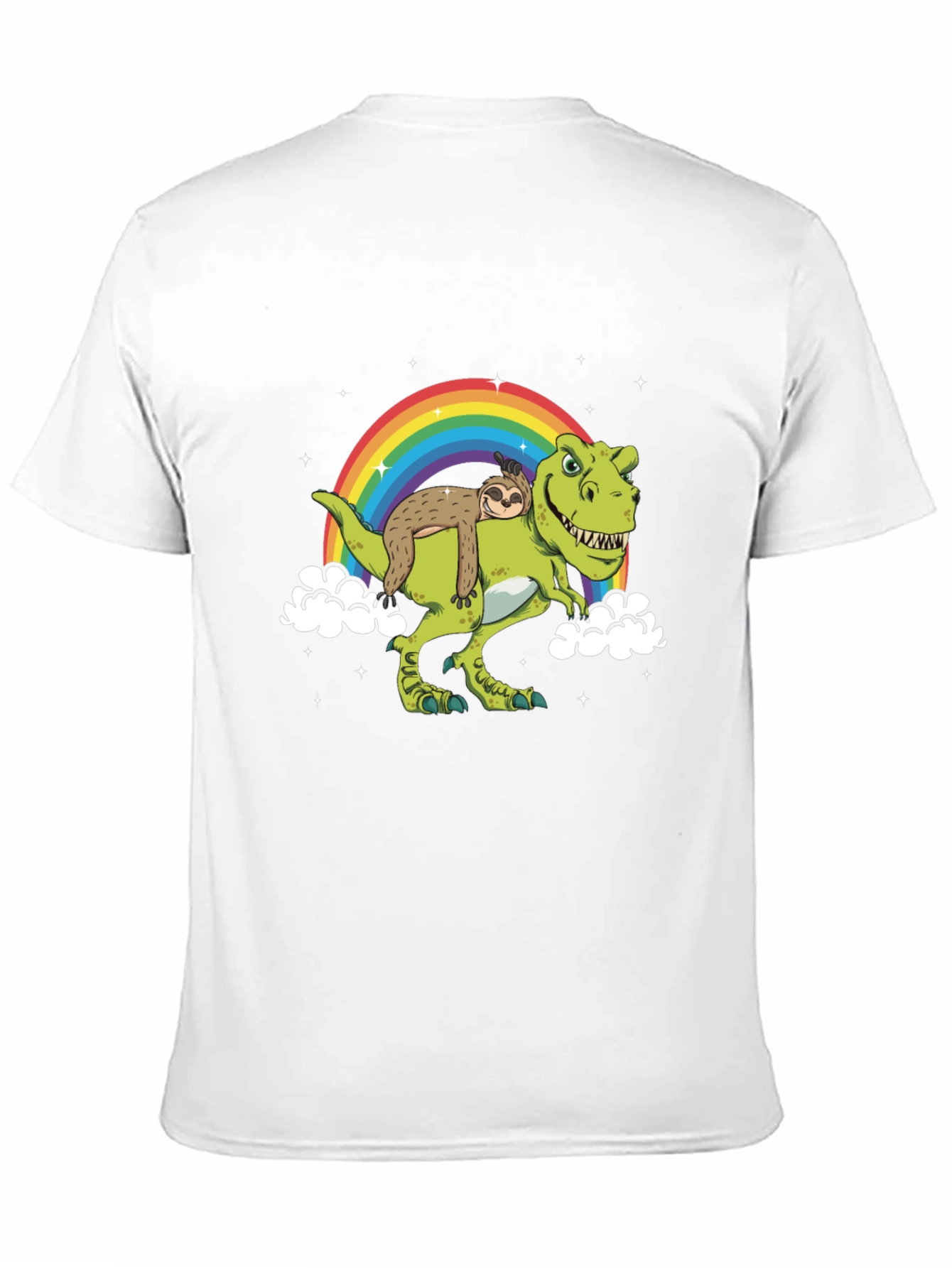 Sloth Riding Dinosaur Rainbow T-Shirt
