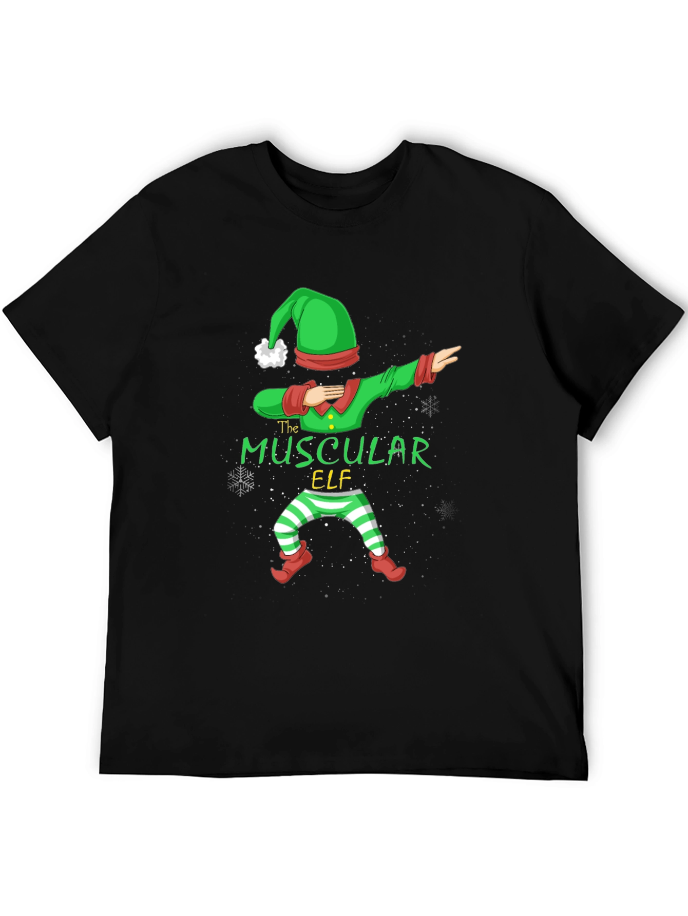 Muscular Elf Dabbing Christmas T-Shirt