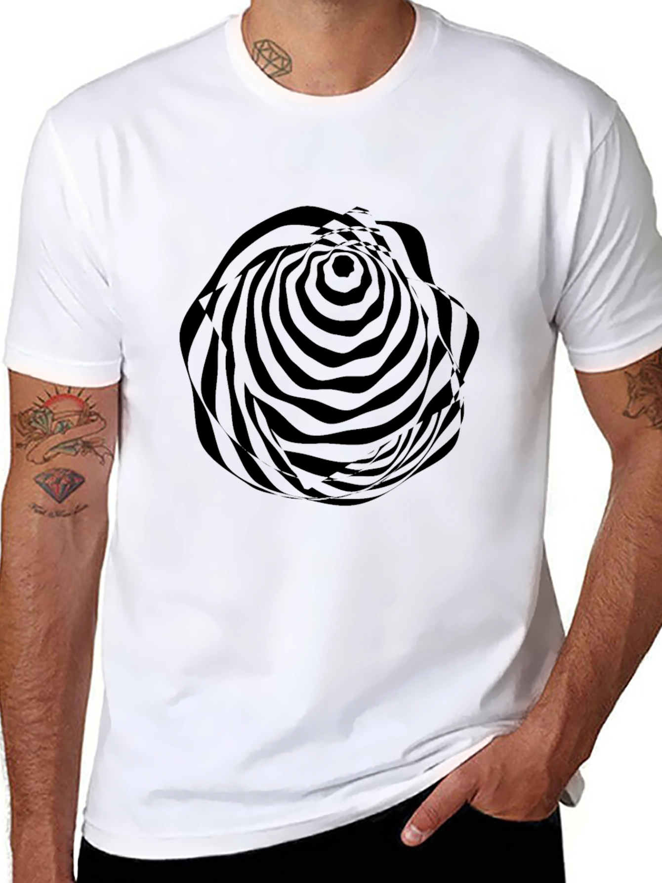 Optical Illusion Black Graphic Tee