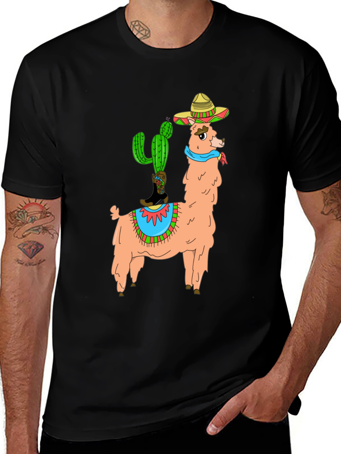 Llama Cactus Graphic Tee - Stylish Novelty T-Shirt
