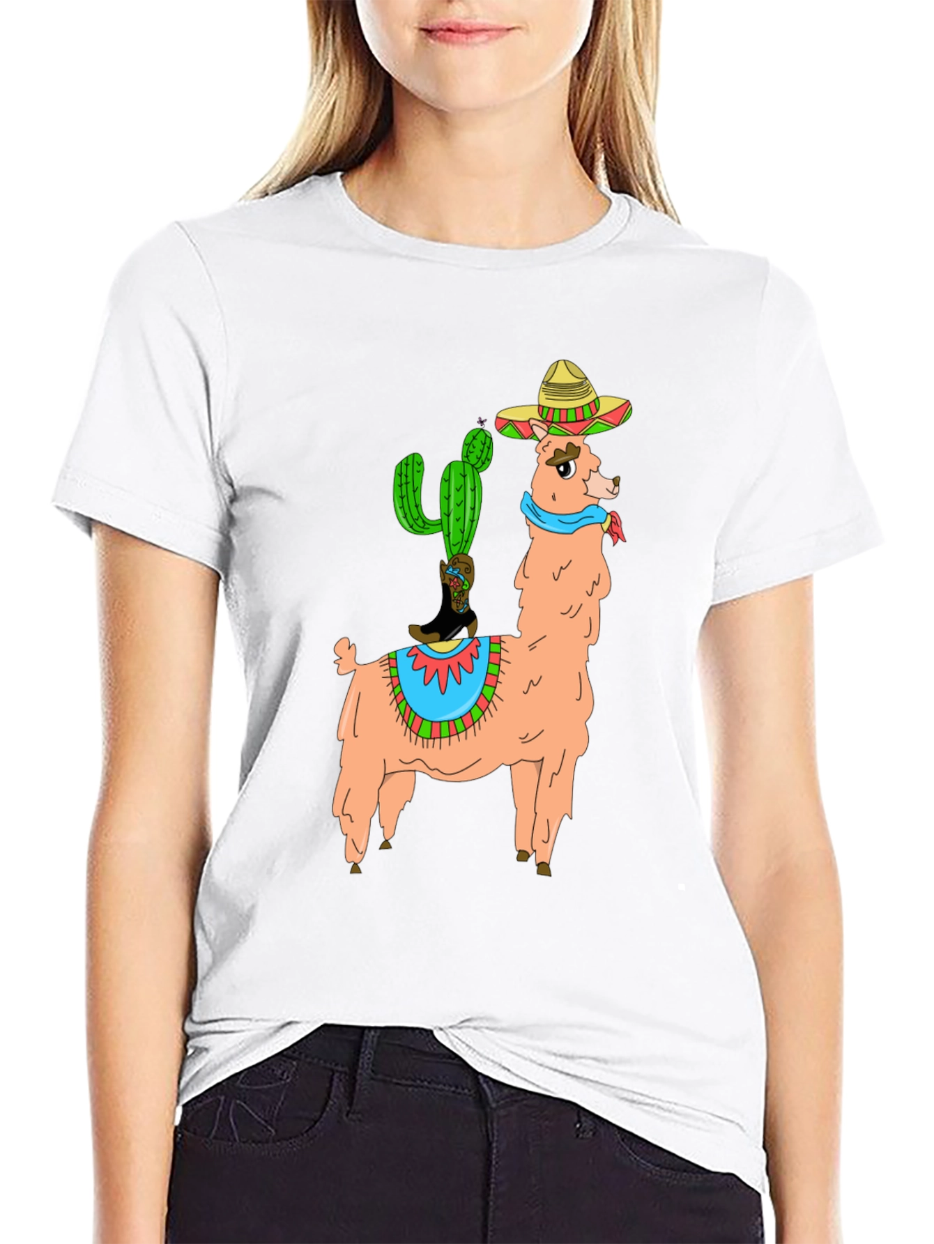Llama Cactus Graphic Tee - Stylish Novelty T-Shirt