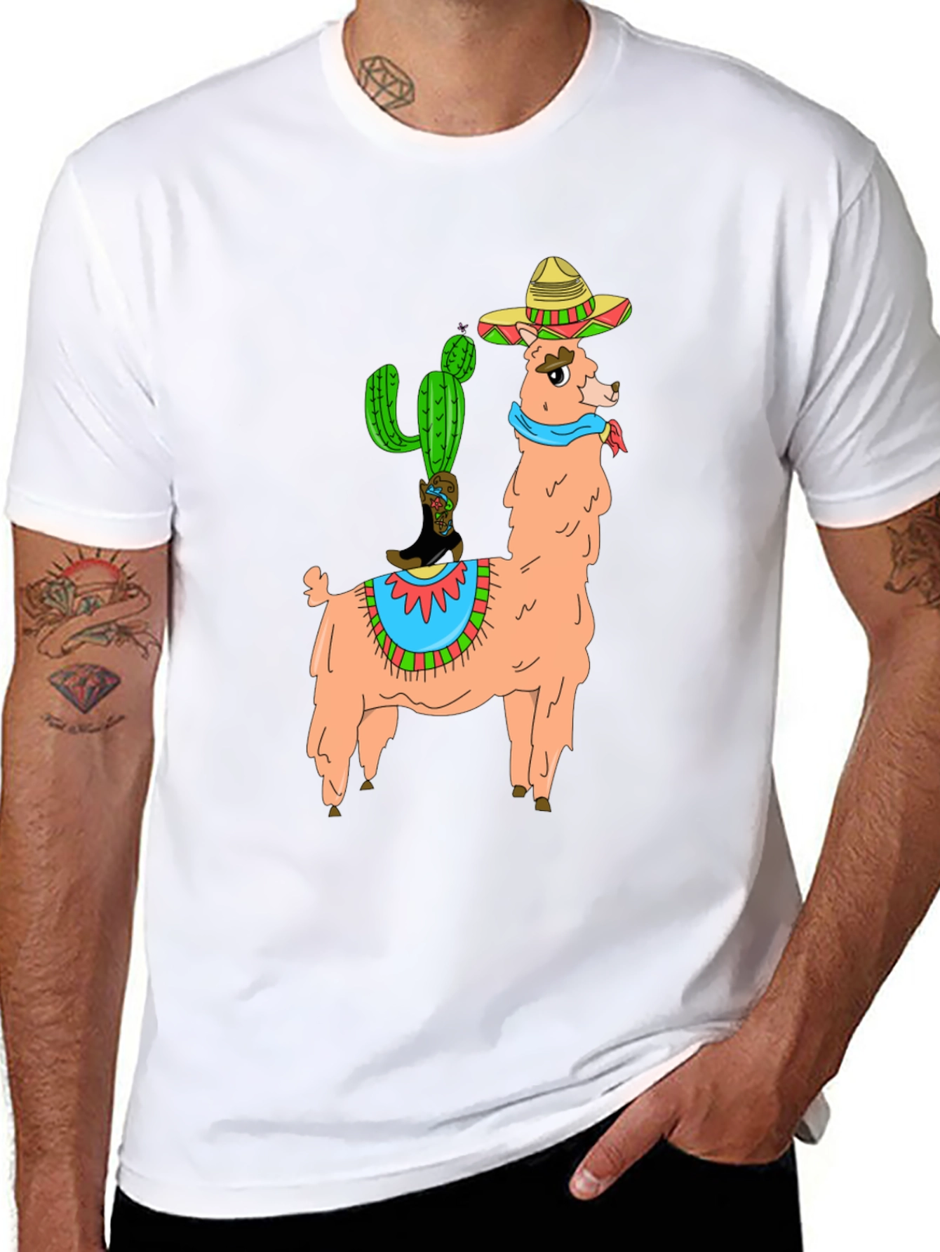 Llama Cactus Graphic Tee - Stylish Novelty T-Shirt