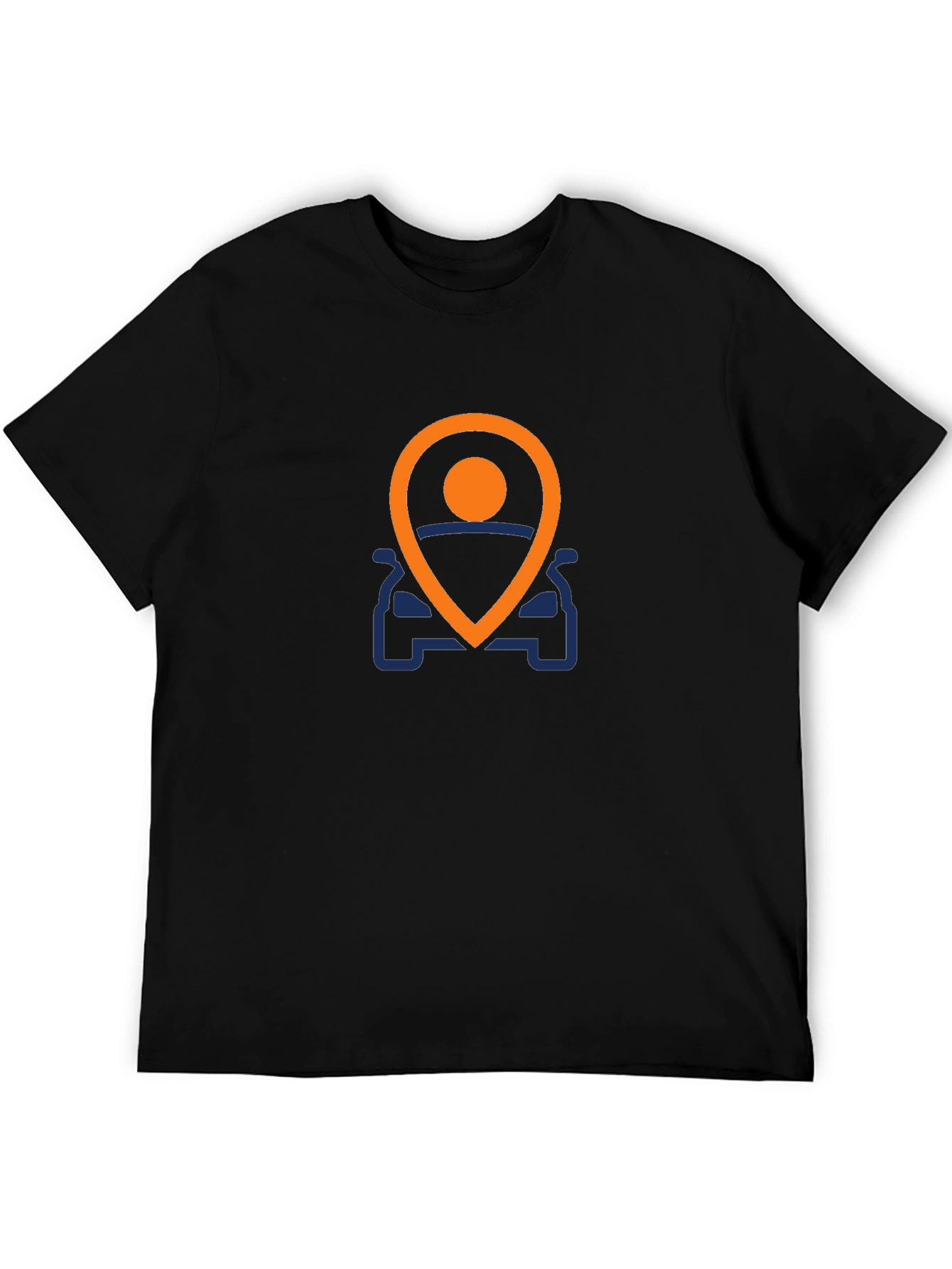 Mens Black T-Shirt with Car Location Graphic