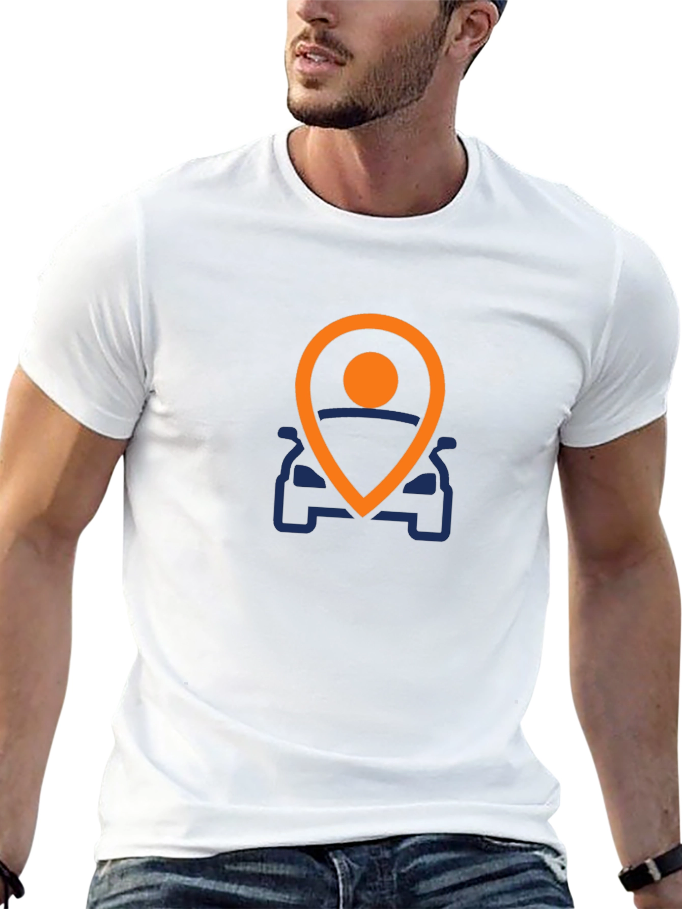 Mens Black T-Shirt with Car Location Graphic