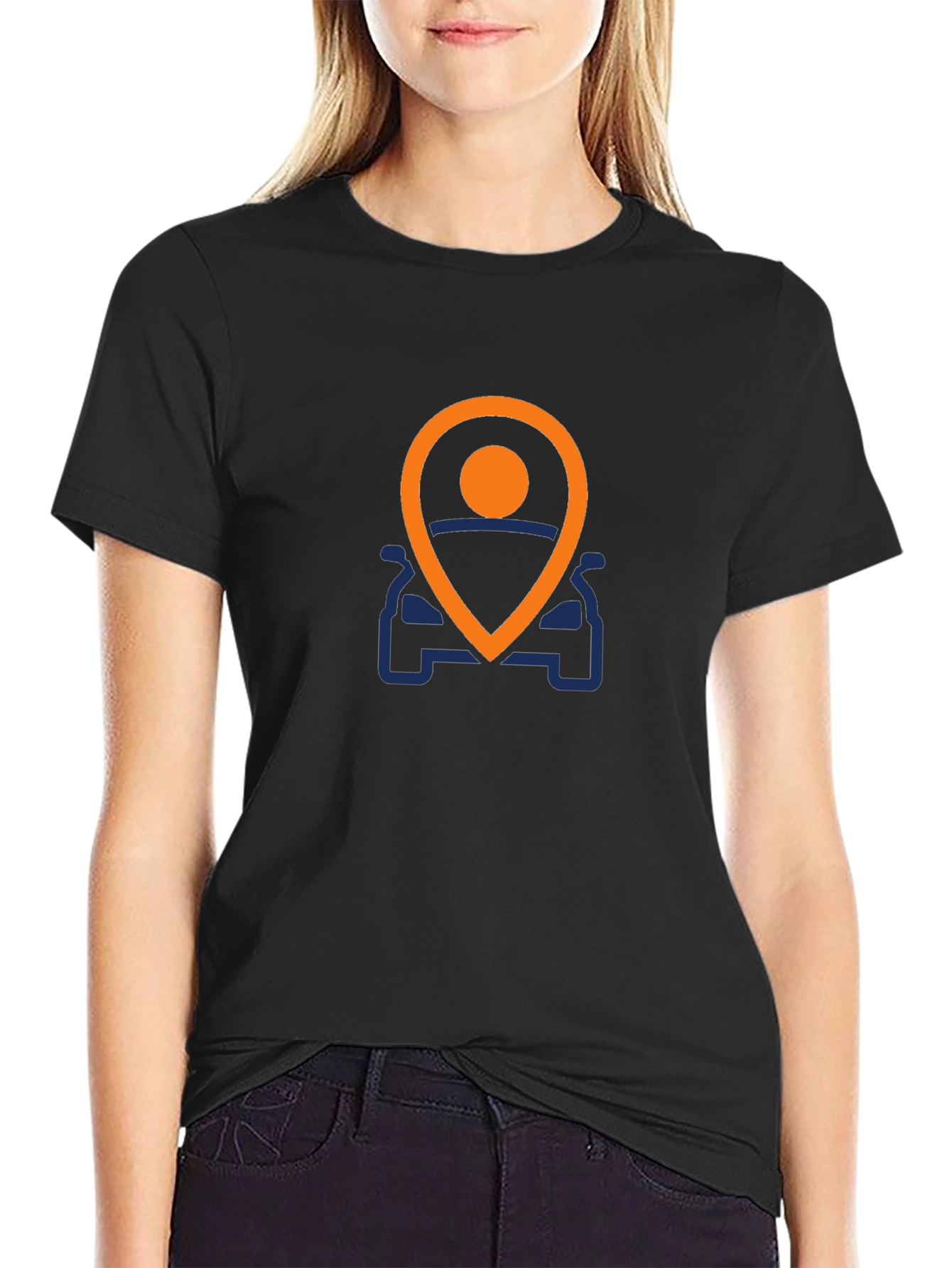 Mens Black T-Shirt with Car Location Graphic