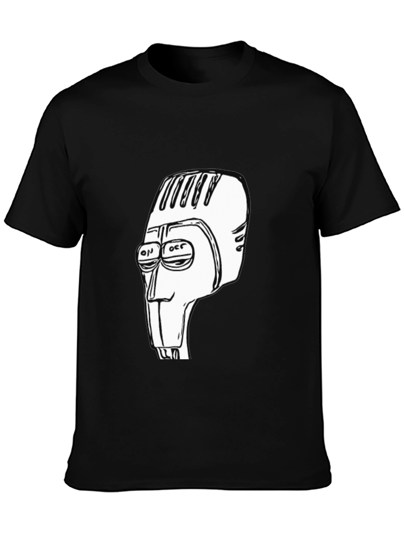 Retro Robot Head Graphic Tee - Black