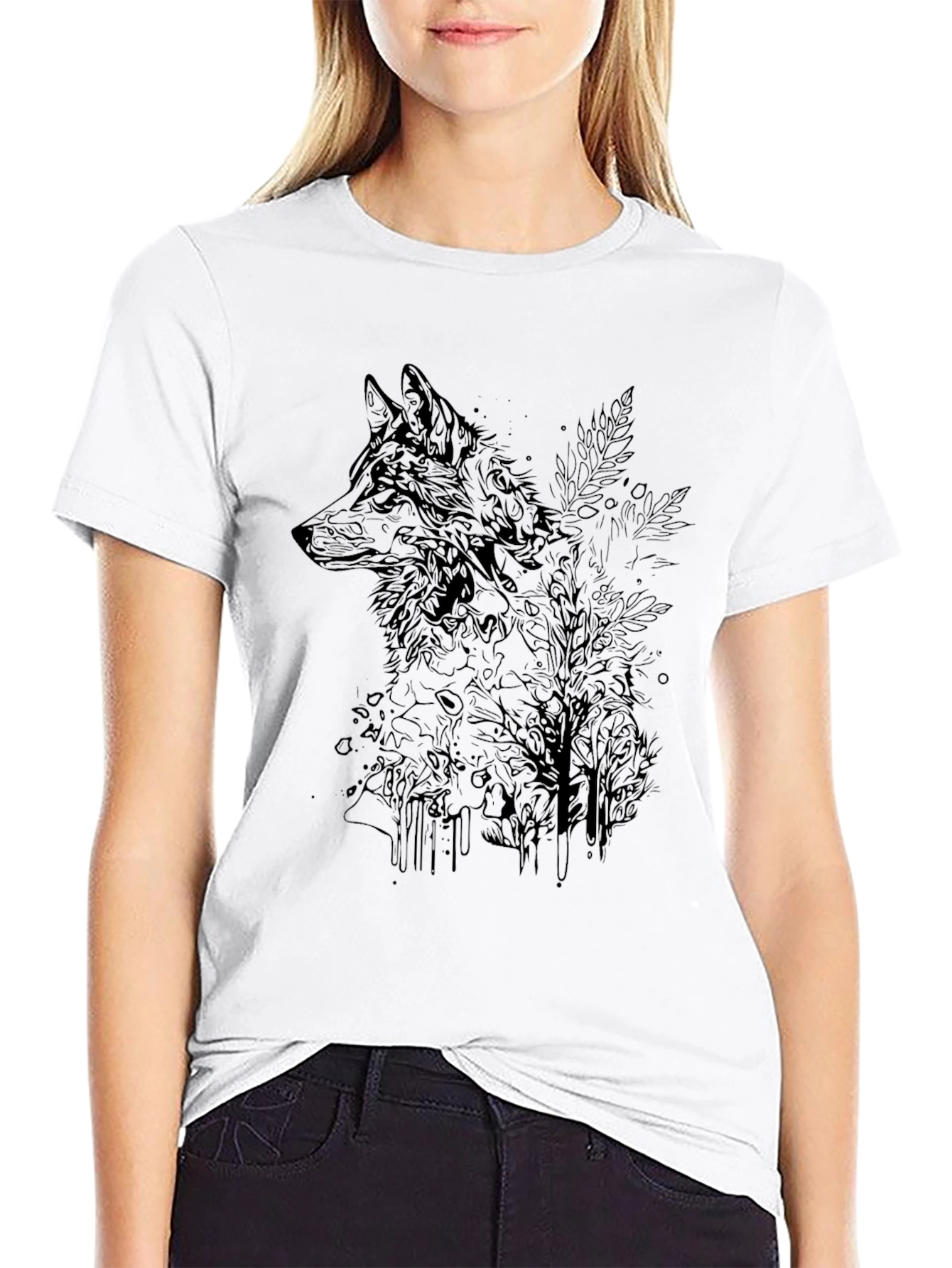 Mens Black Graphic Tee - Wolf & Woods Design