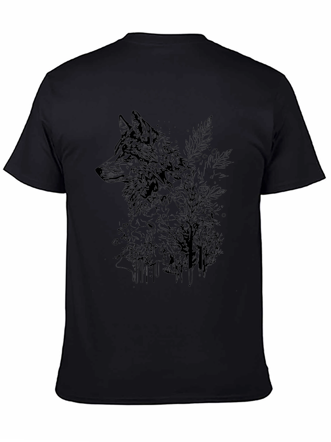 Mens Black Graphic Tee - Wolf & Woods Design