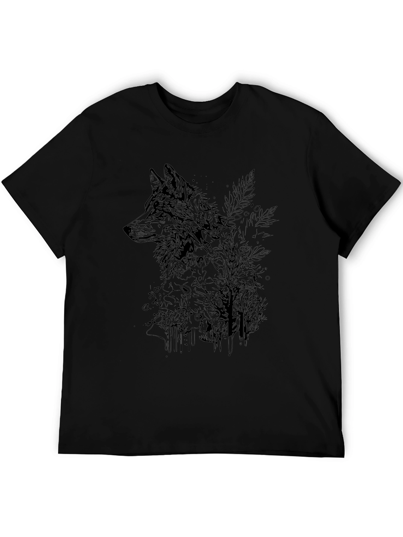 Mens Black Graphic Tee - Wolf & Woods Design