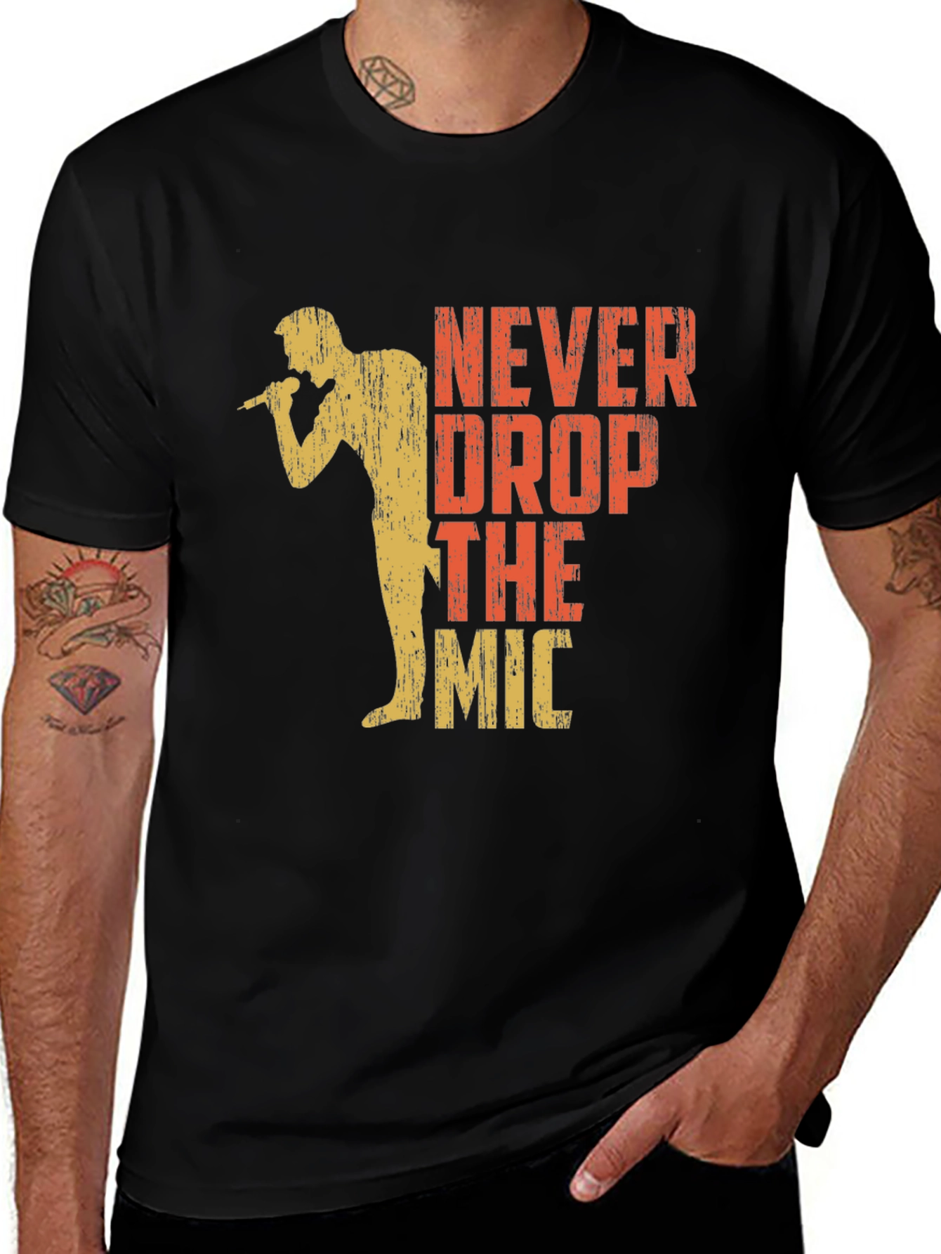 Never Drop The Mic Graphic Tee - Black
