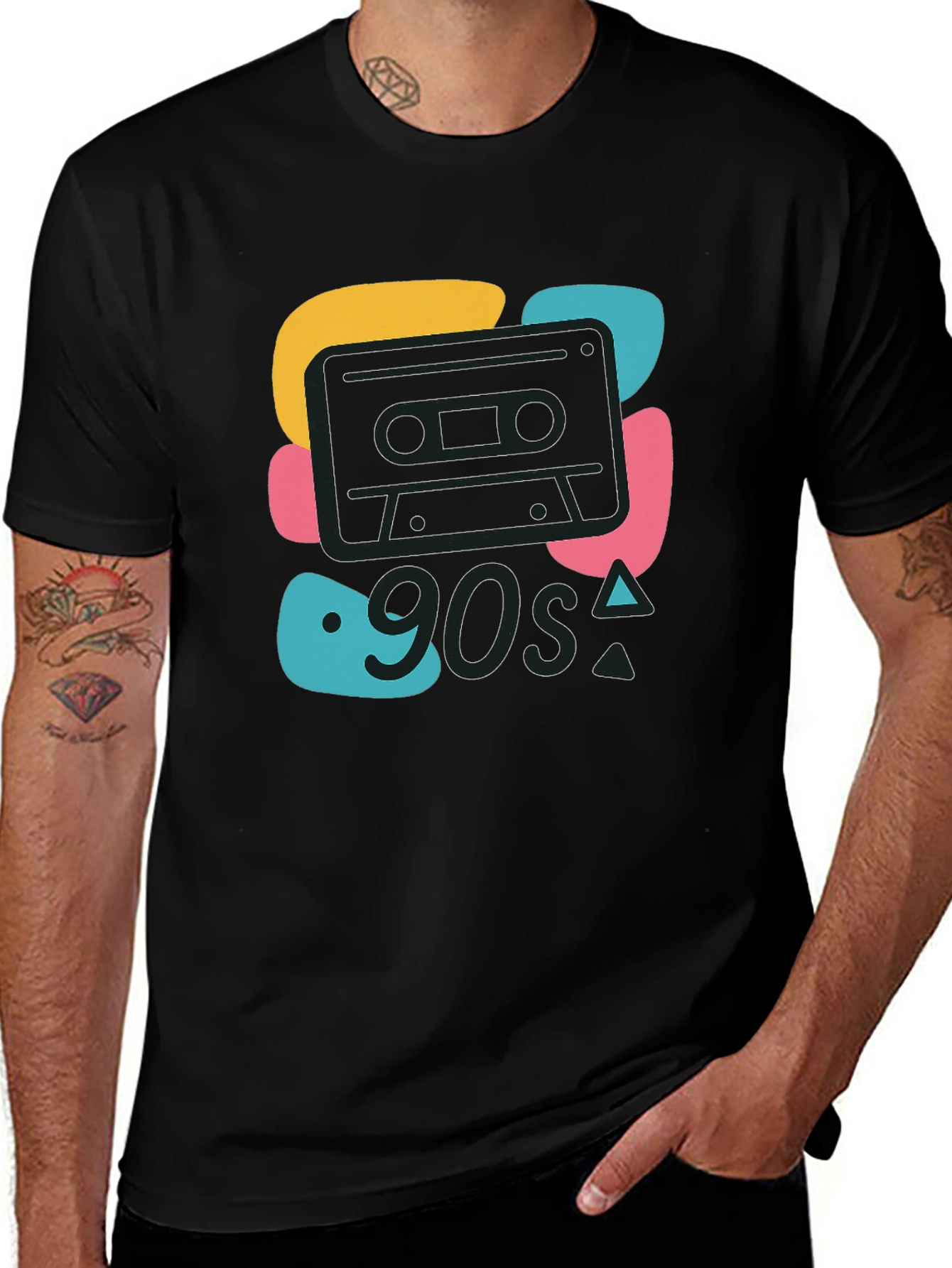 90s Cassette Graphic Tee - Retro Style Black T-Shirt