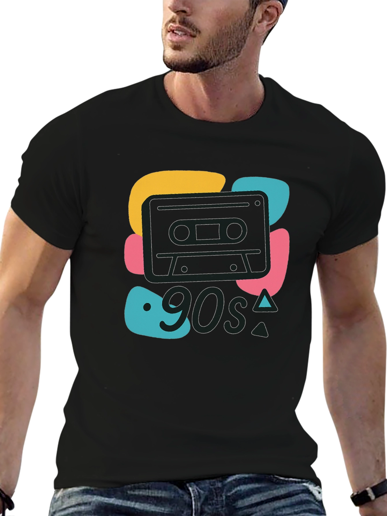 90s Cassette Graphic Tee - Retro Style Black T-Shirt
