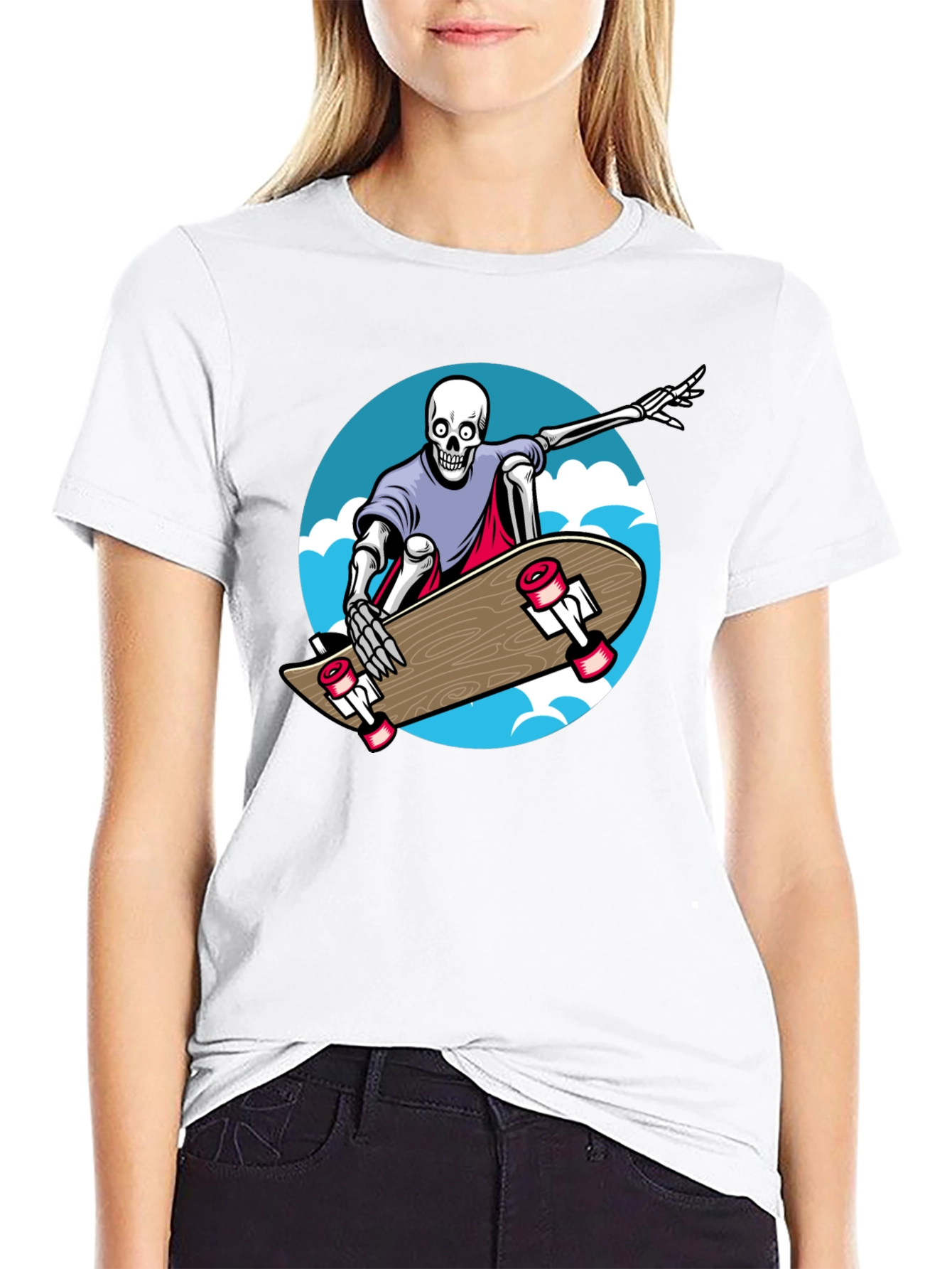Skateboarding Skeleton Graphic Tee - Cool & Unique Design