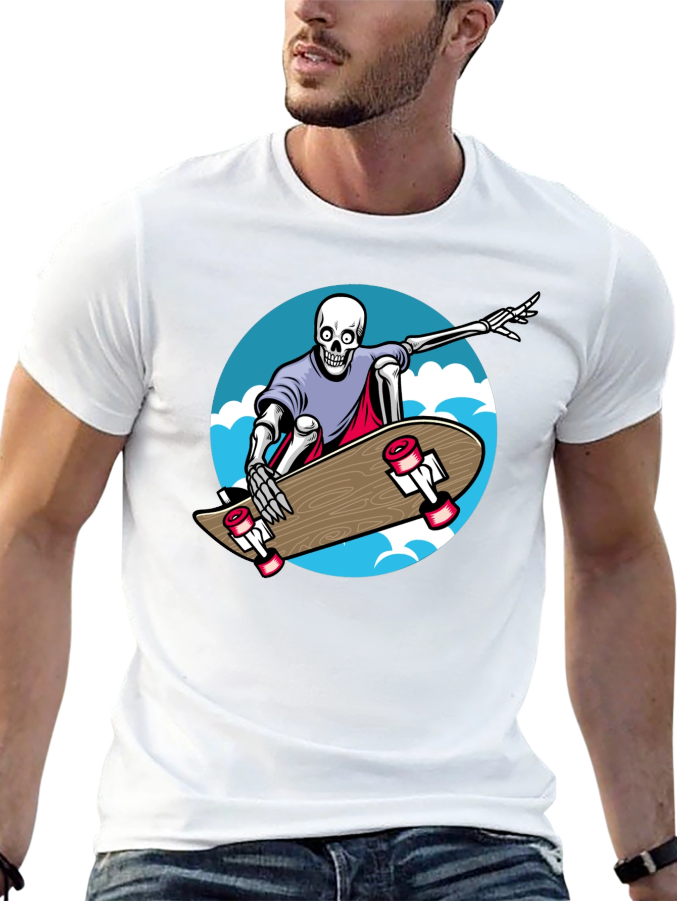 Skateboarding Skeleton Graphic Tee - Cool & Unique Design