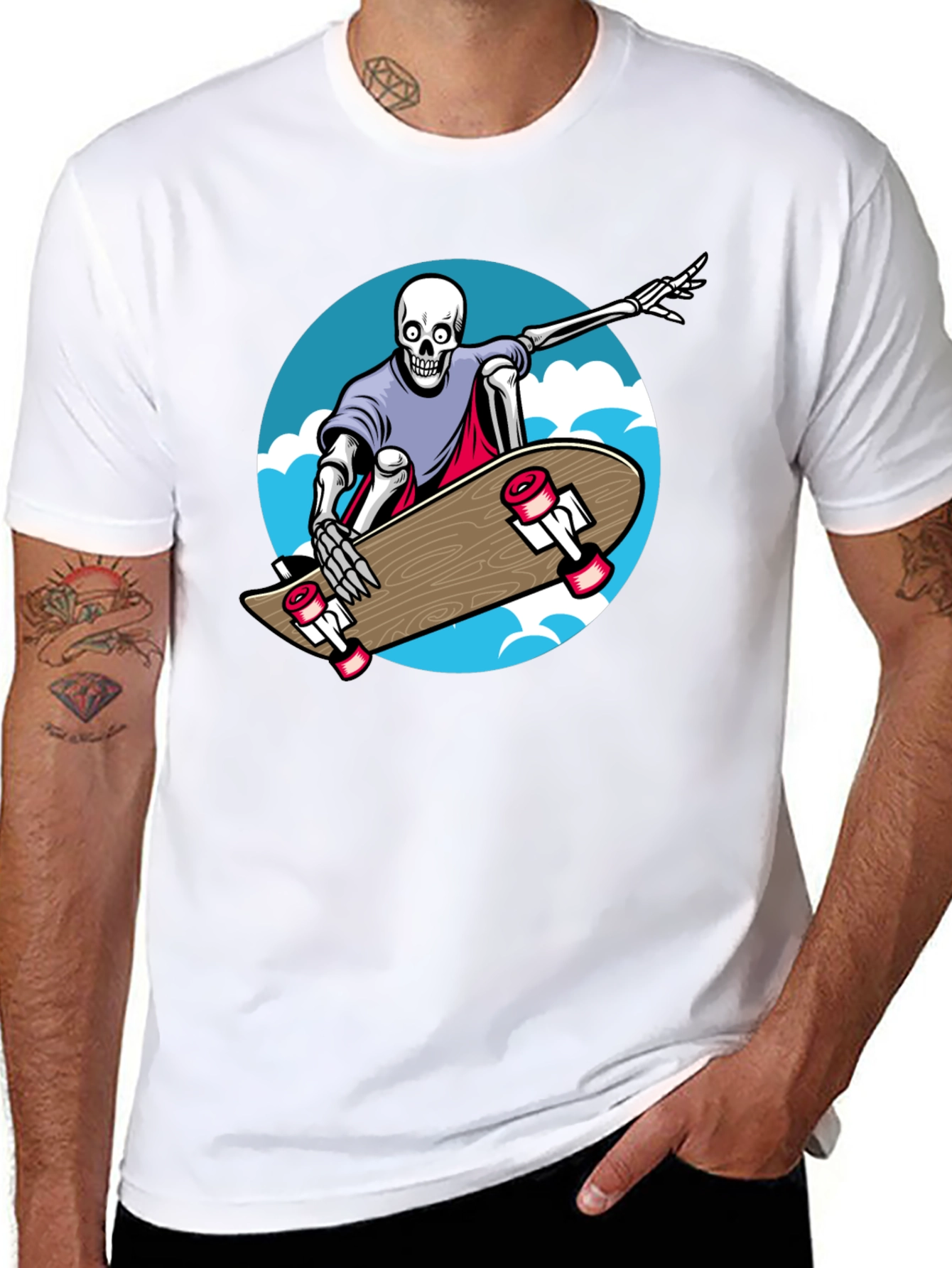 Skateboarding Skeleton Graphic Tee - Cool & Unique Design