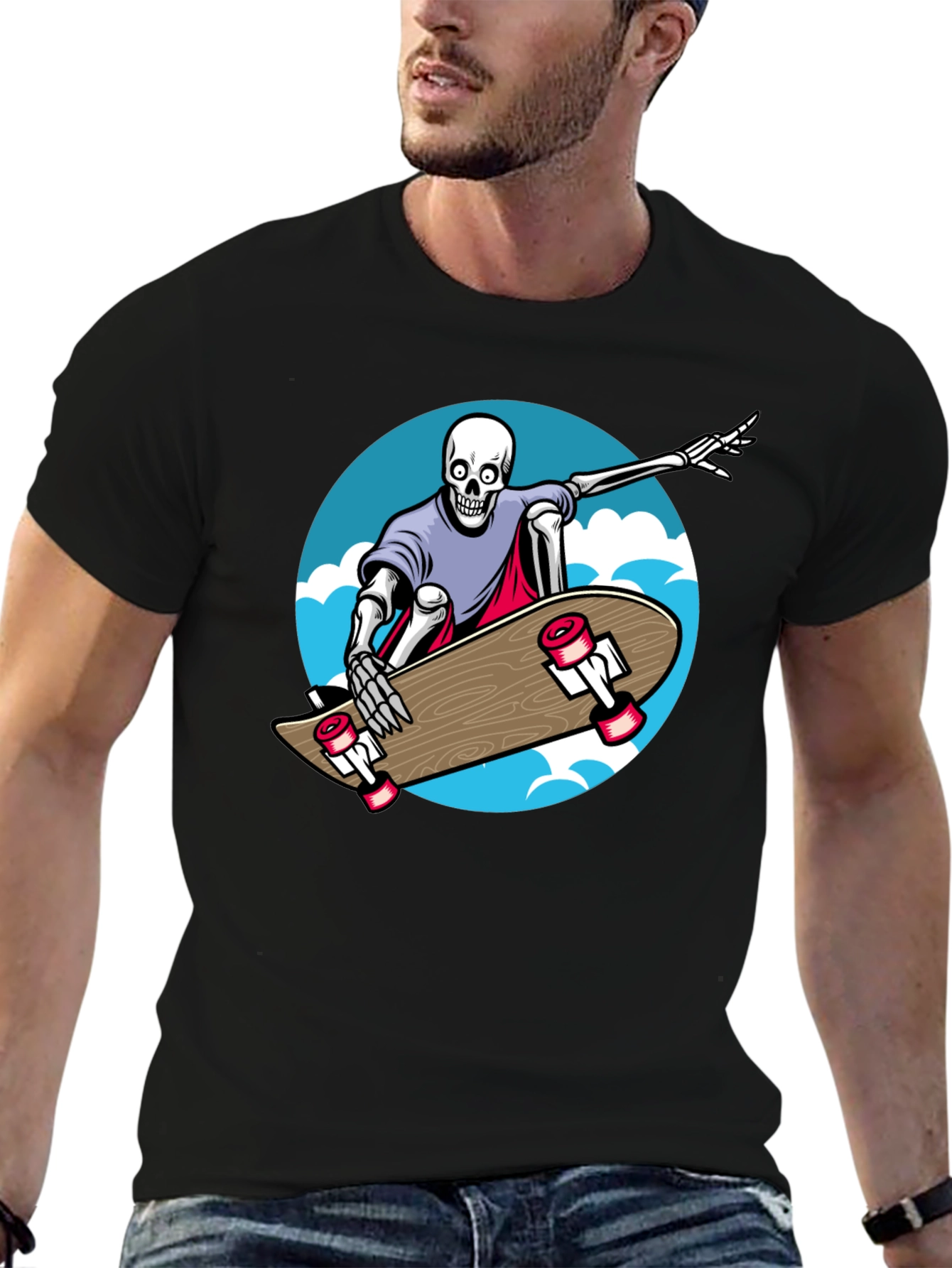 Skateboarding Skeleton Graphic Tee - Cool & Unique Design