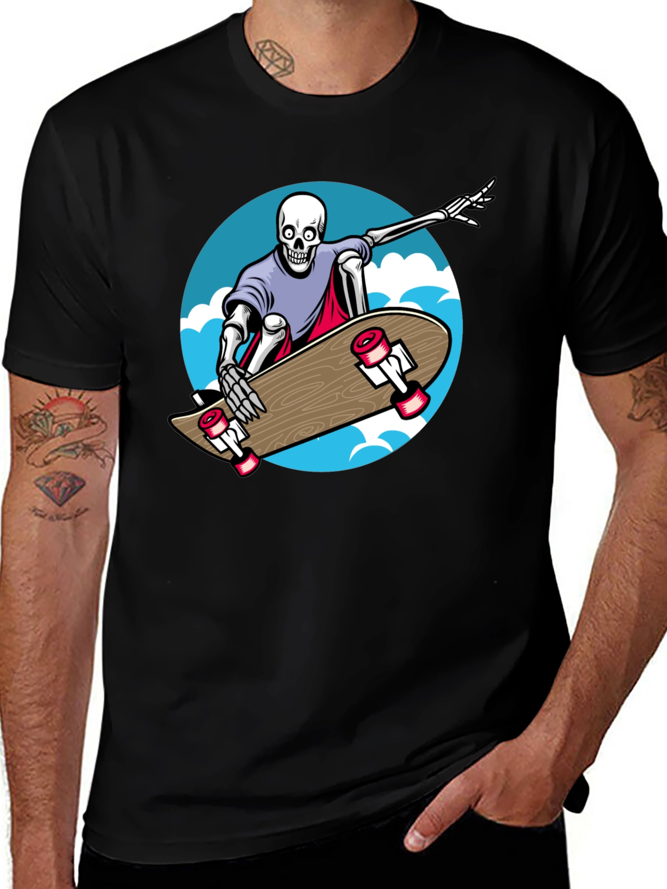 Skateboarding Skeleton Graphic Tee - Cool & Unique Design
