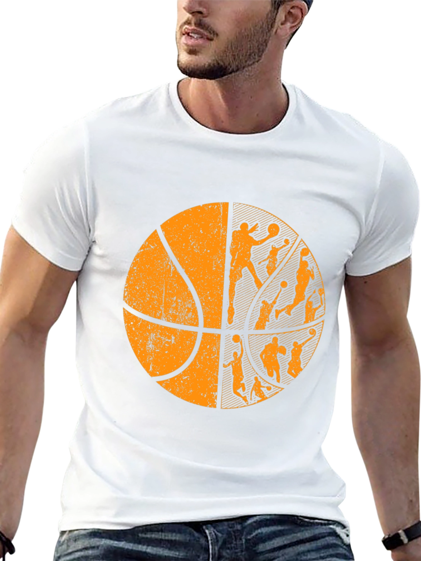 Basketball Graphic Tee - Black Cotton T-Shirt