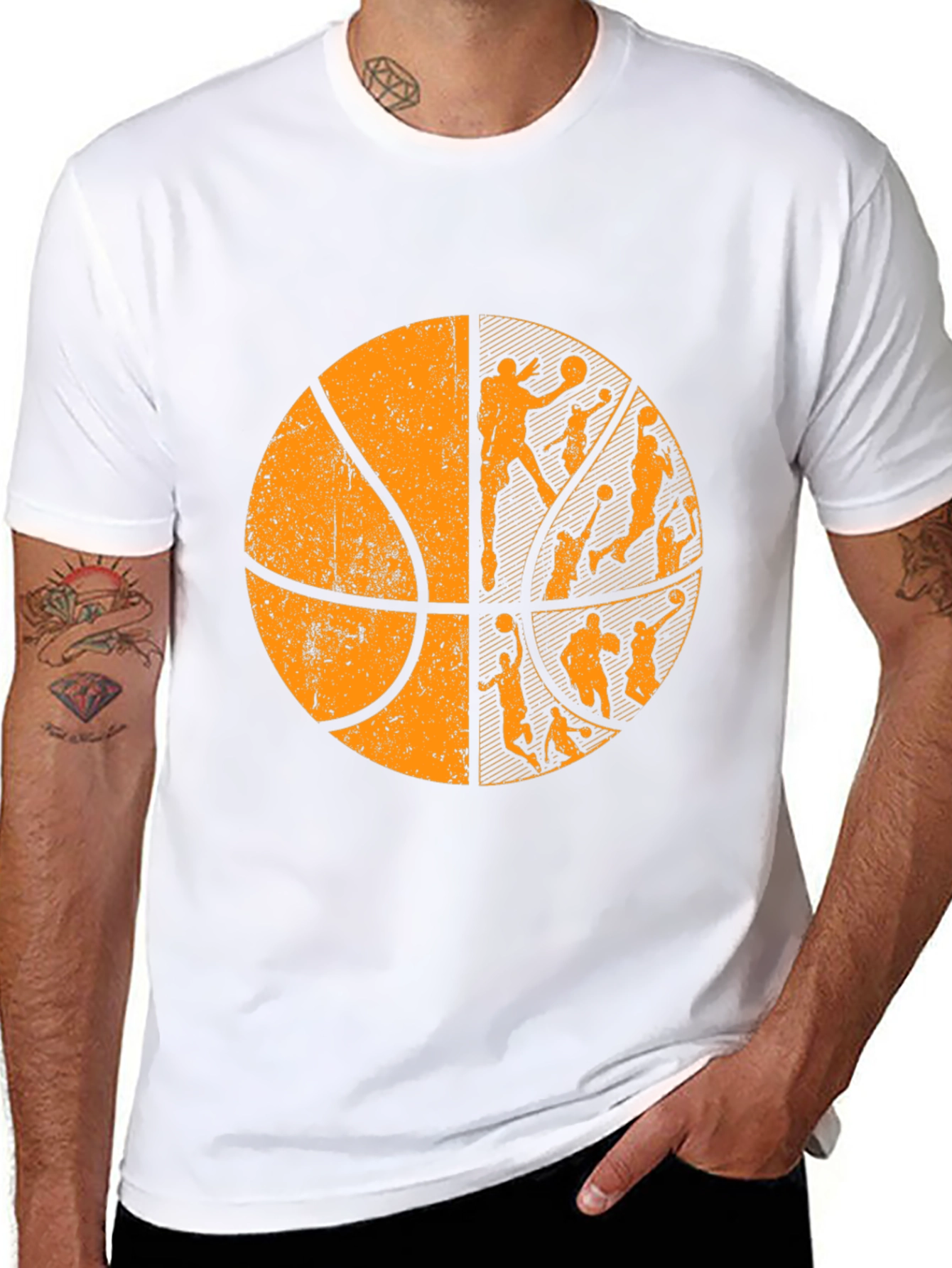 Basketball Graphic Tee - Black Cotton T-Shirt