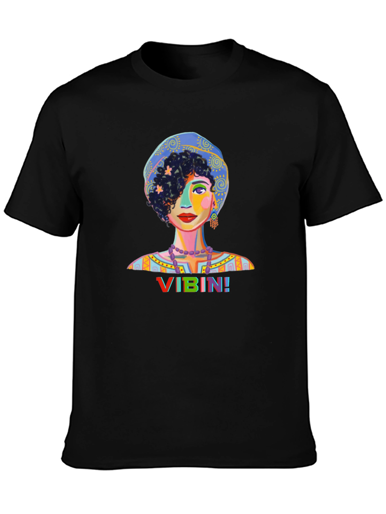 Vibin Woman Graphic Print Black T-Shirt