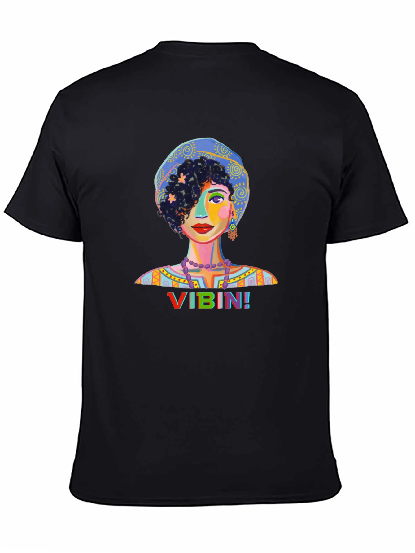 Vibin Woman Graphic Print Black T-Shirt