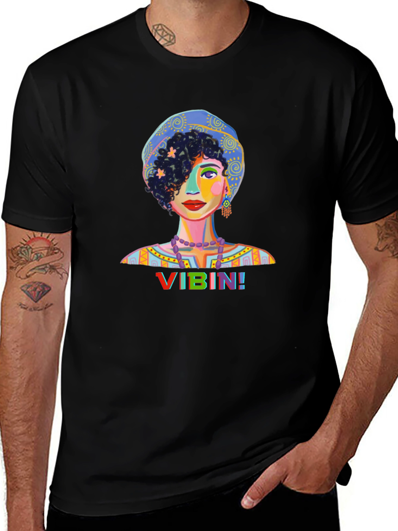 Vibin Woman Graphic Print Black T-Shirt