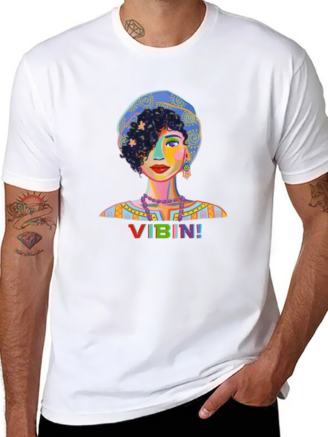 Vibin Woman Graphic Print Black T-Shirt